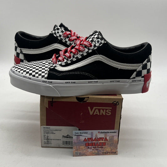 Size 9.5 - VANS Old Skool Checkerboard Disarray with Vans Chili Pepper/Red Laces