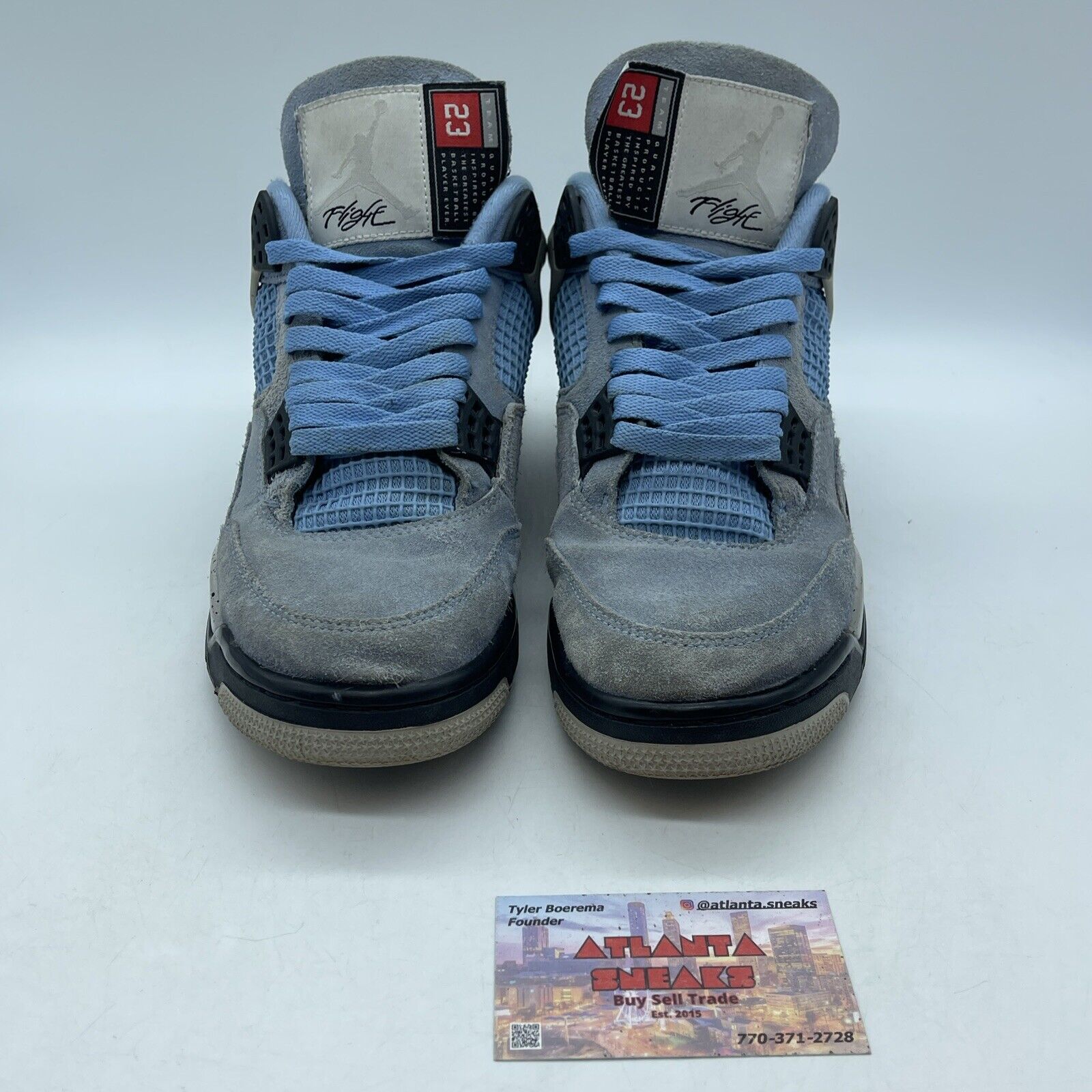 Size 9 - Jordan 4 Retro Mid University Blue Black Grey White Suede (CT8527-400)