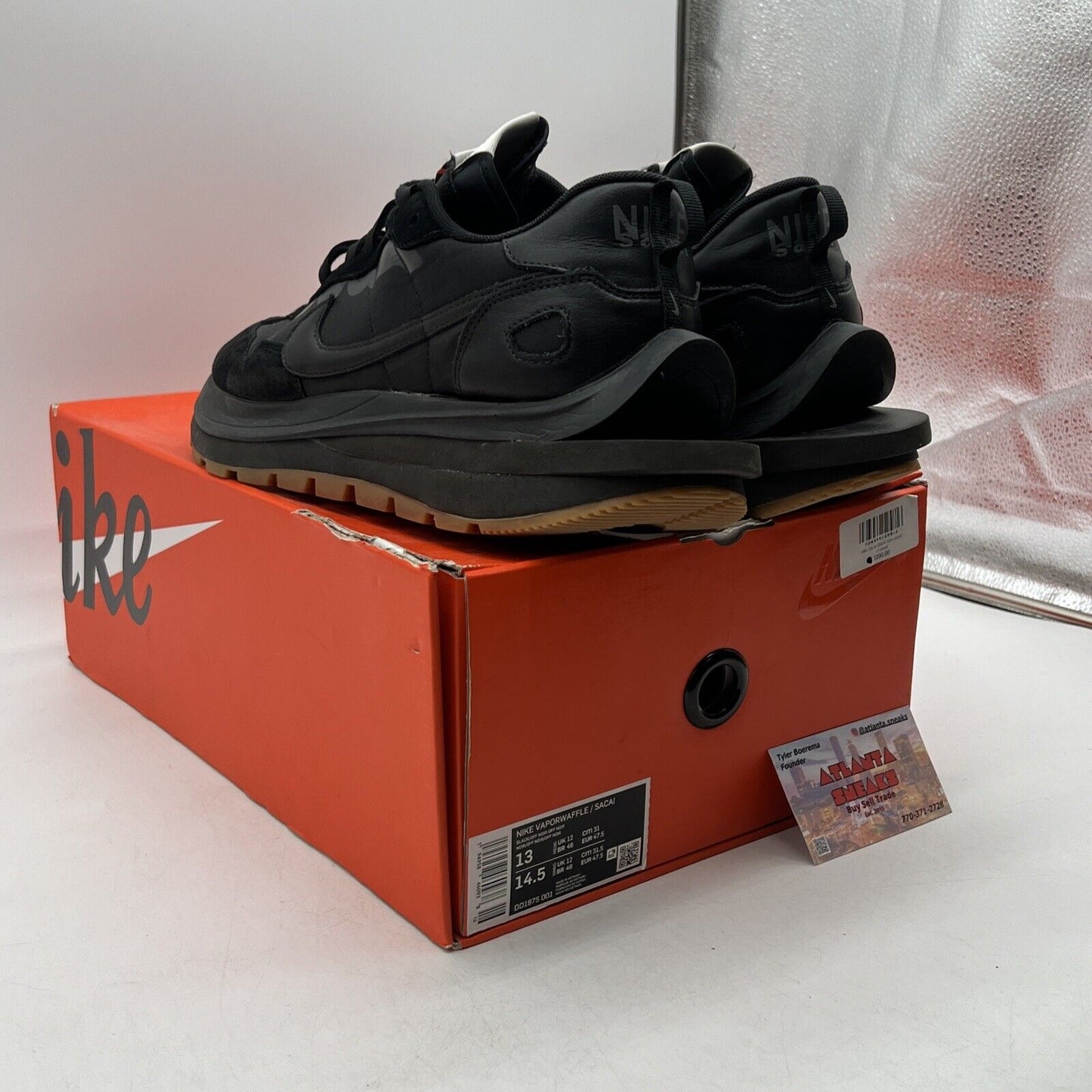 Size 13 - Nike VaporWaffle x Sacai Black Suede Gum (DD1875-001)