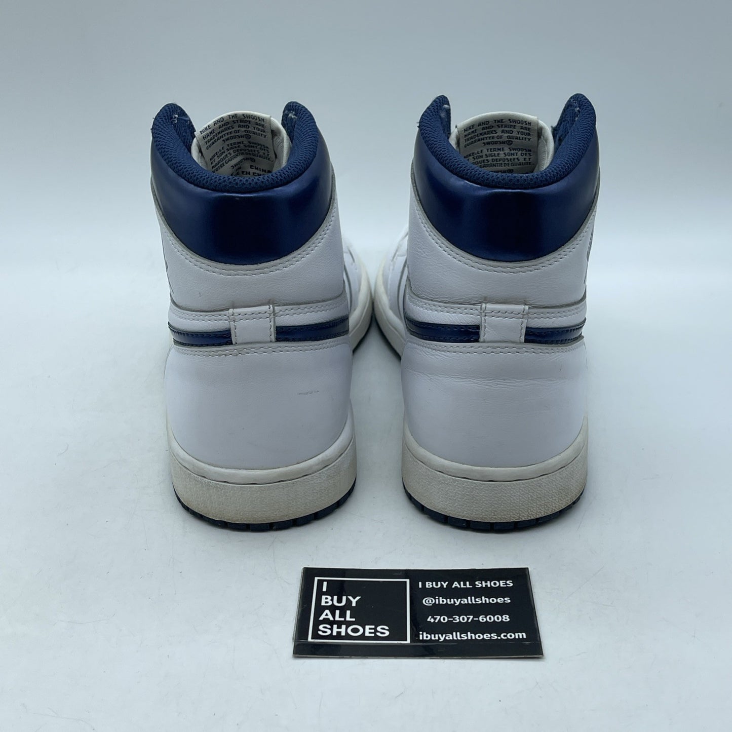 Size 9.5 - Air Jordan 1 Retro OG High Metallic Navy White Leather (555088-106)