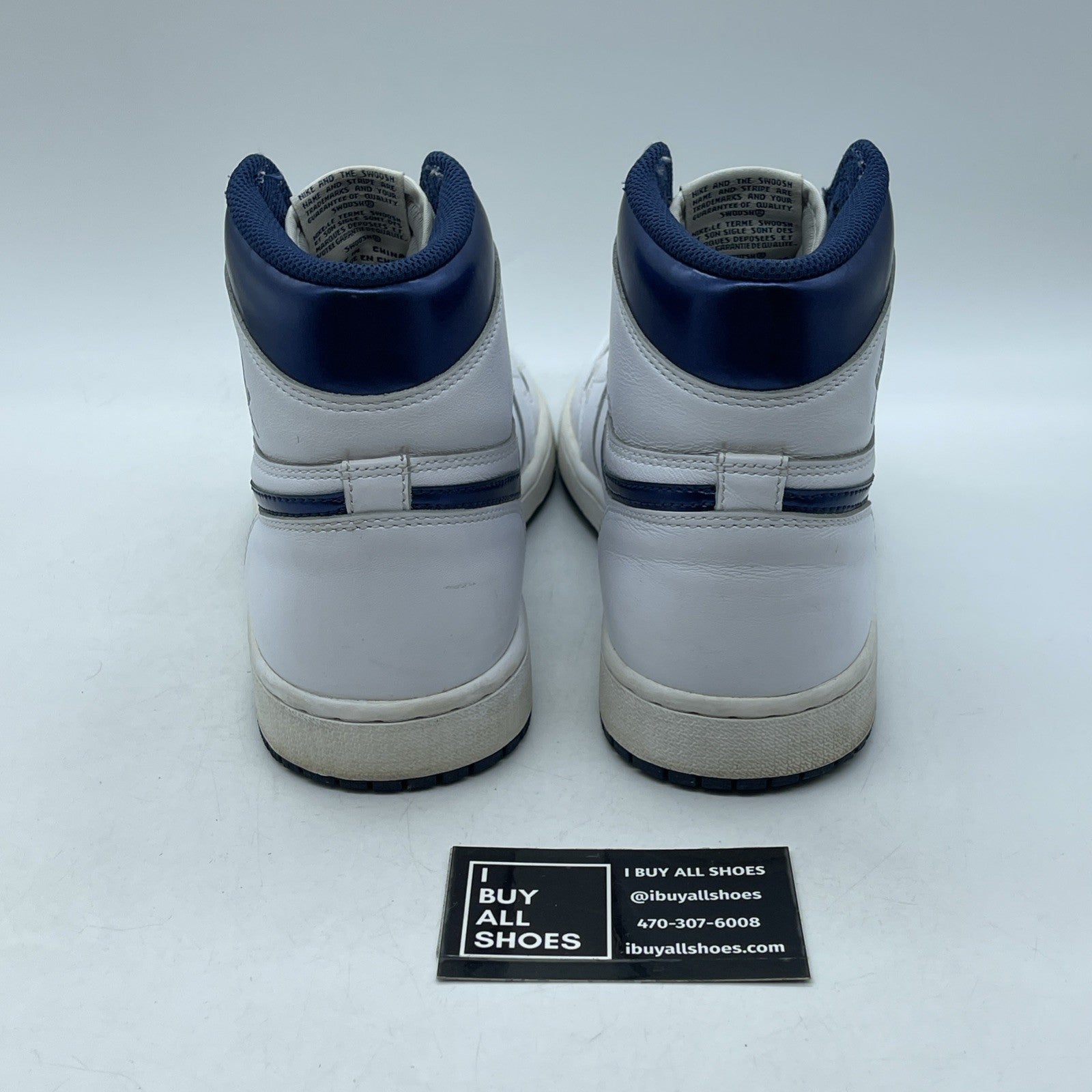 Size 9.5 - Air Jordan 1 Retro OG High Metallic Navy White Leather (555088-106)