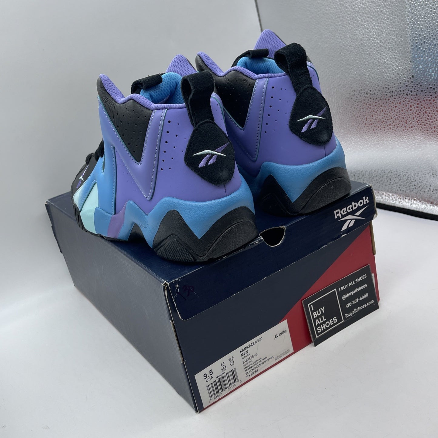 Size 9.5 - Reebok Kamikaze 2 Mid Ombre Pack - Digital Glow Purple (FY9784)
