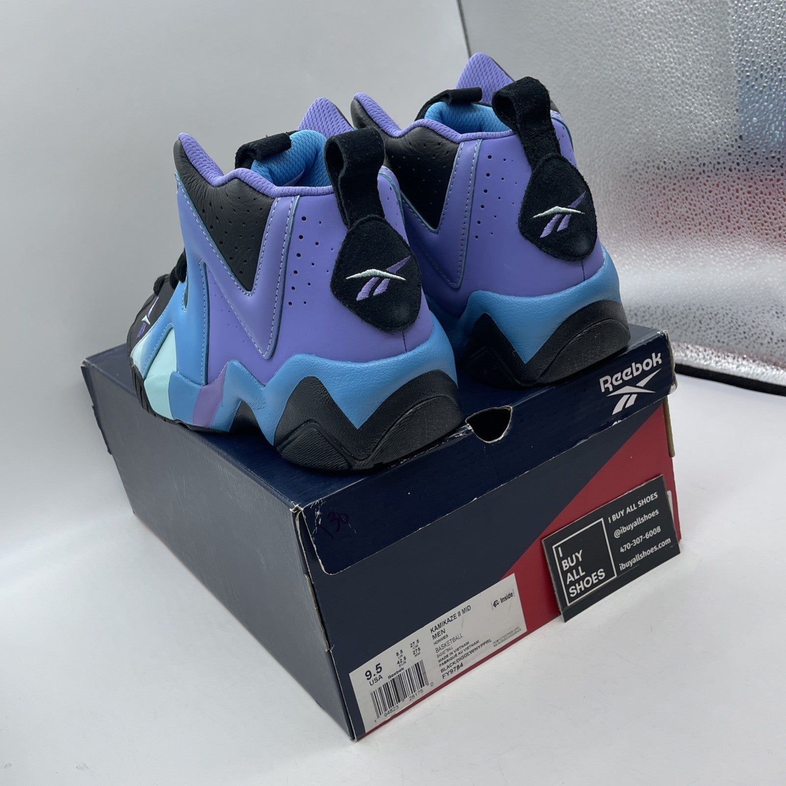 Size 9.5 - Reebok Kamikaze 2 Mid Ombre Pack - Digital Glow Purple (FY9784)