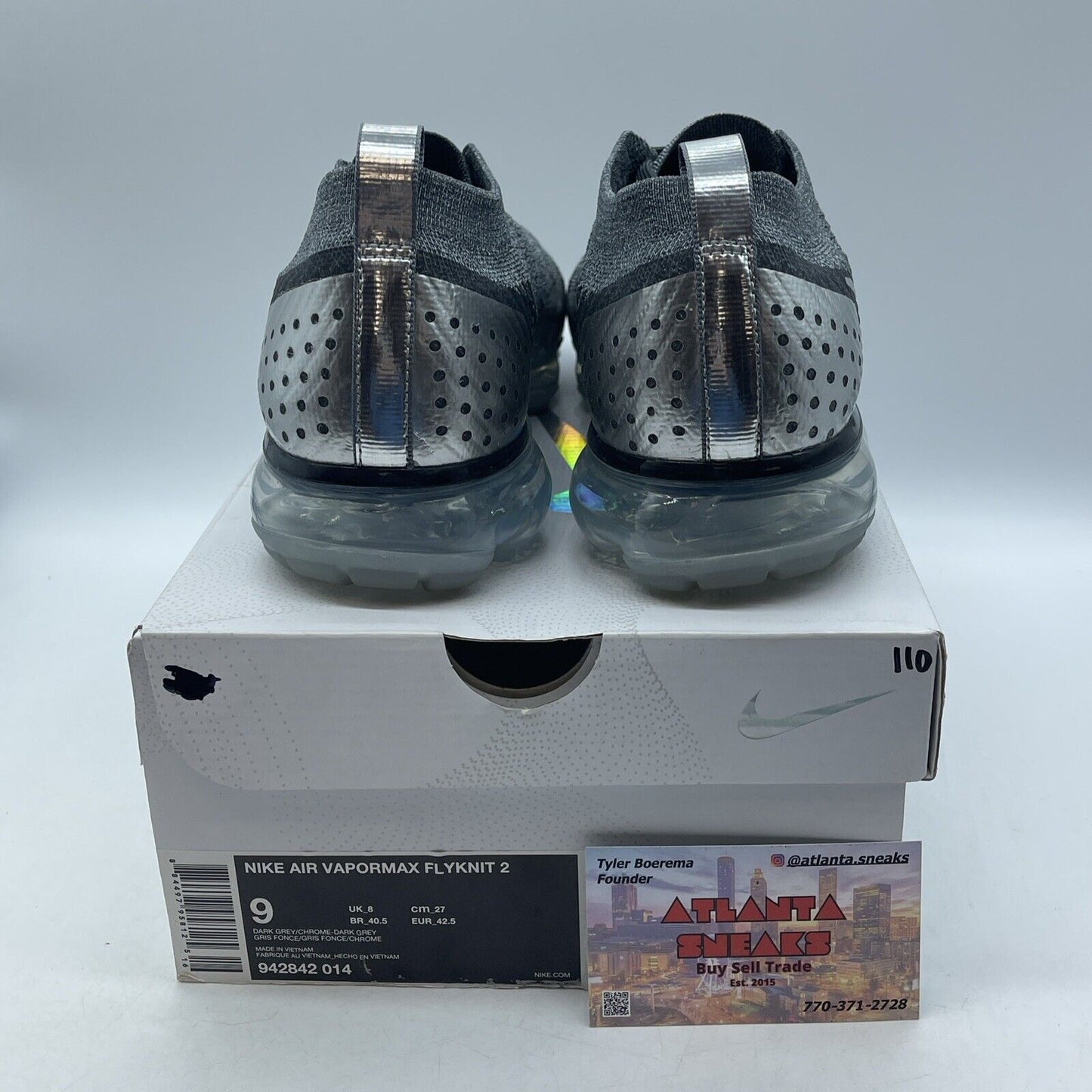 Size 9 - Nike Air VaporMax Flyknit 2 Chrome Grey Black Suede (942842-014)