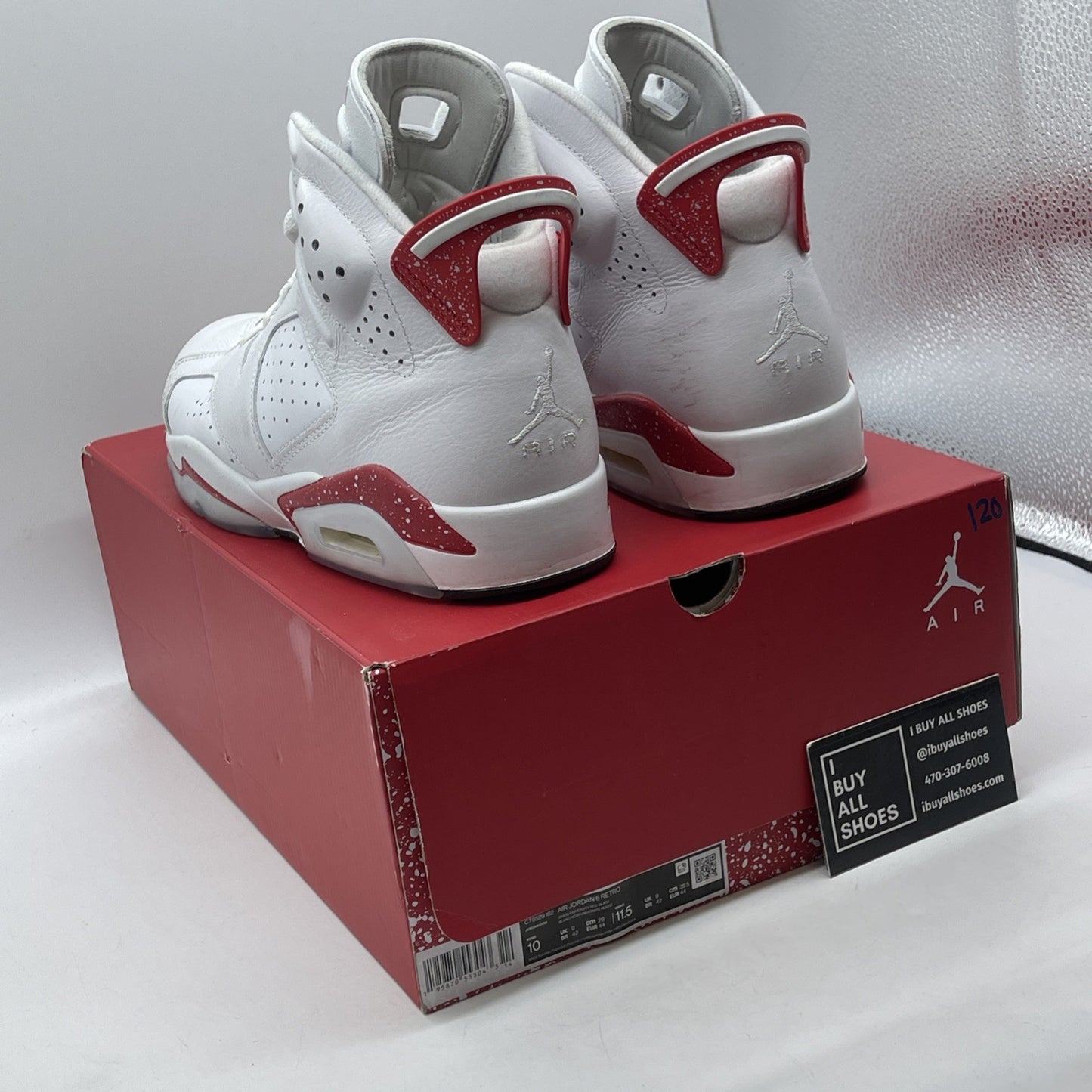 Size 10 - Jordan 6 White University Red 2022 Leather (CT8529-162)