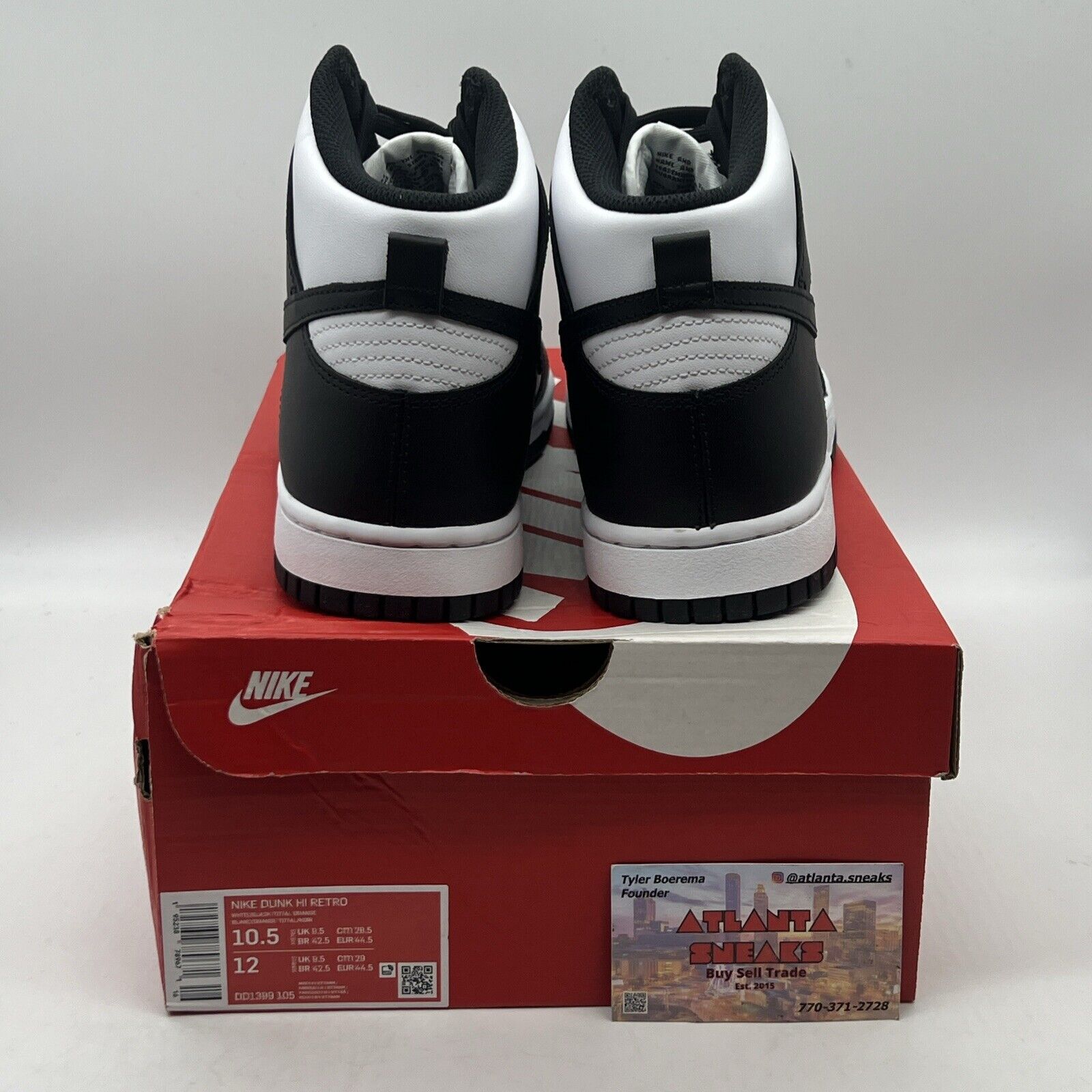 Size 10.5 - Nike Dunk High Black White Brand New Og All
