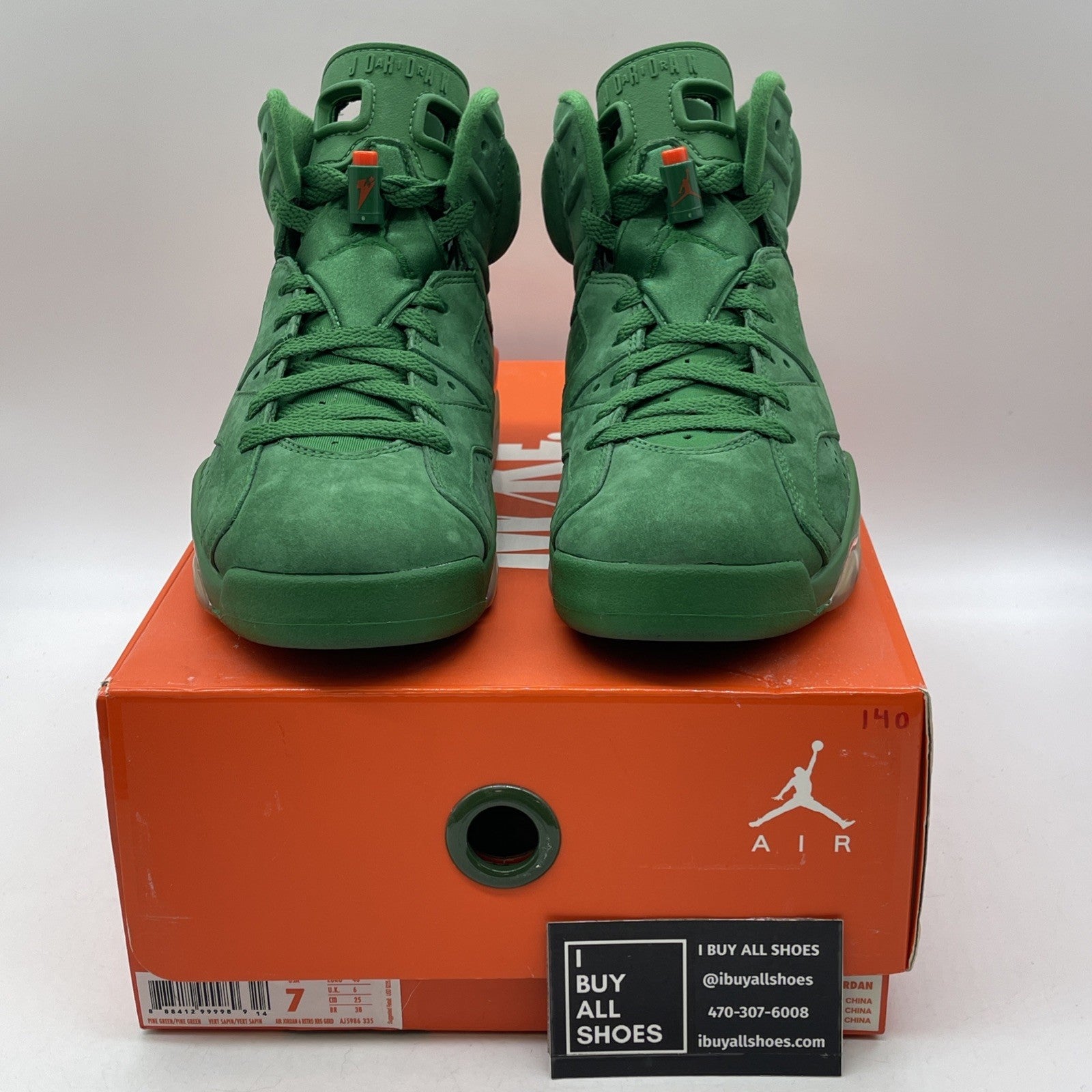 Size 7 - Air Jordan 6 Retro NRG Green Suede Gatorade (AJ5986-335)