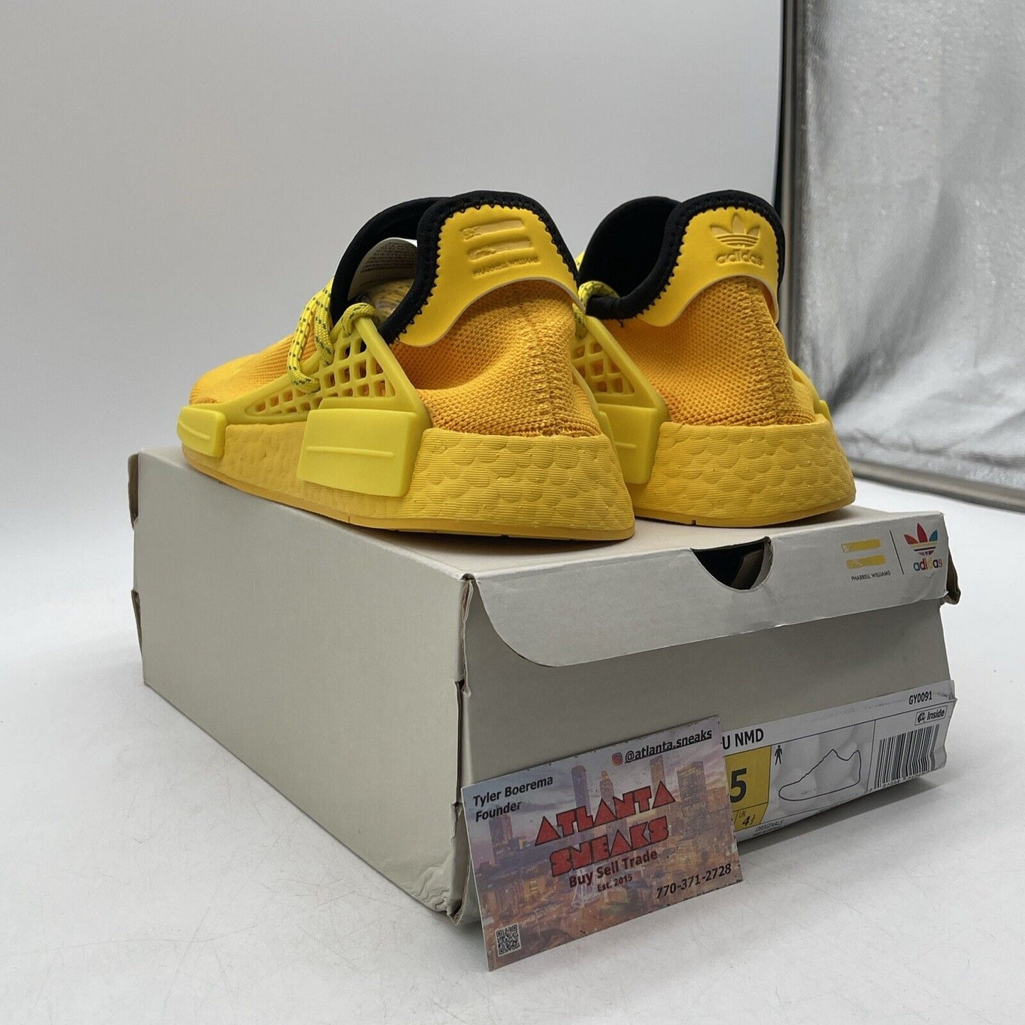 Size 5 - adidas Pharrell x NMD Human Race Yellow Black Suede (GY0091)