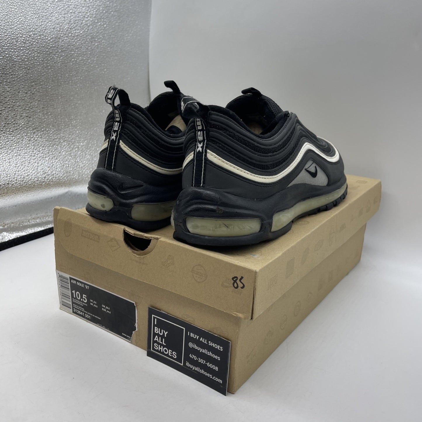 Size 10.5 - Nike Air Force 1 Premium Black White Leather (313641-001)