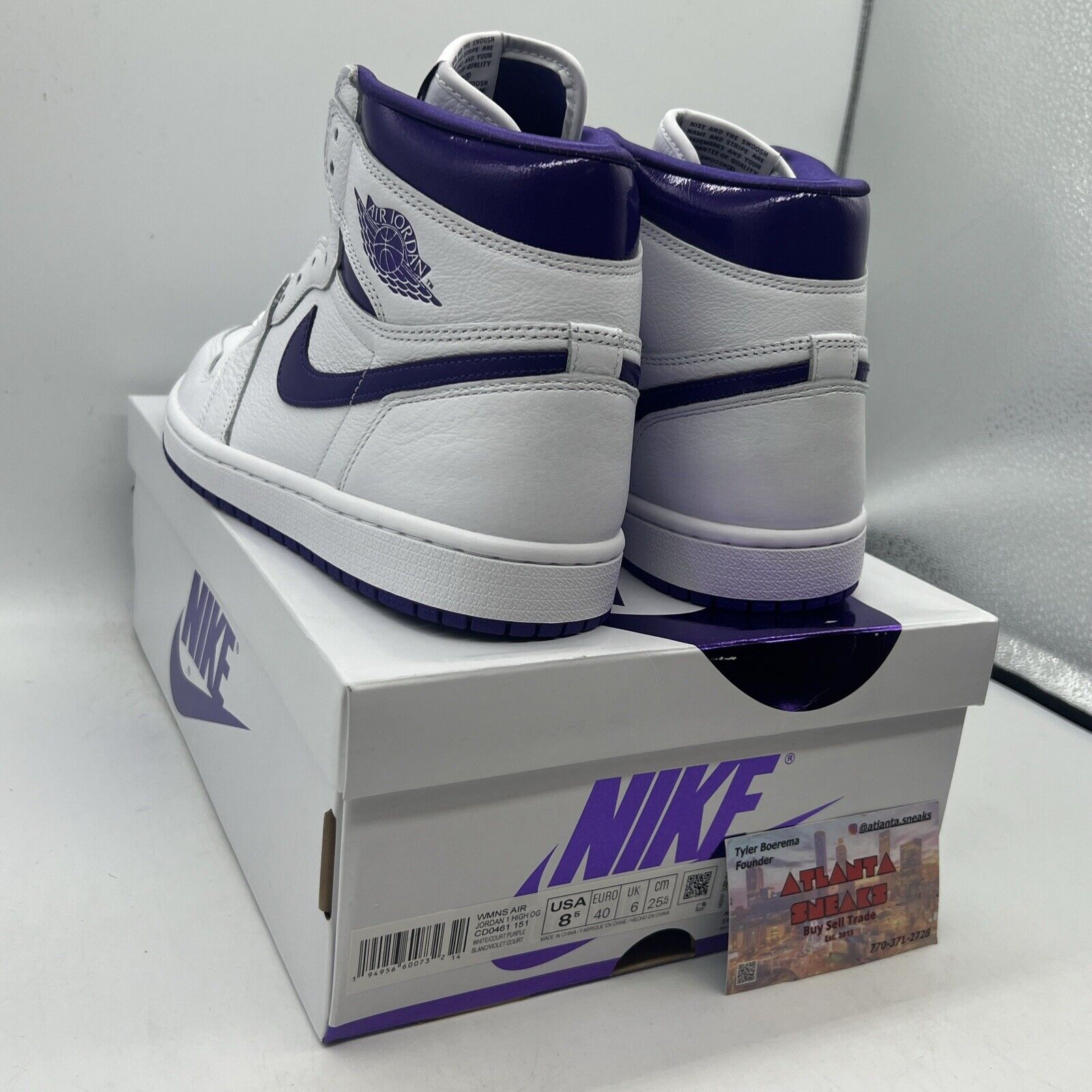Size 8.5 - Jordan 1 Retro High Court Purple W Brand New Og All