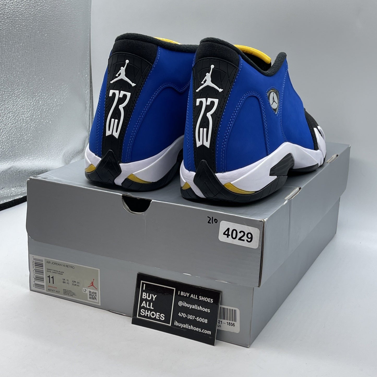 Size 11 - Air Jordan 14 Retro Laney Blue Black White Yellow Suede (487471-407)