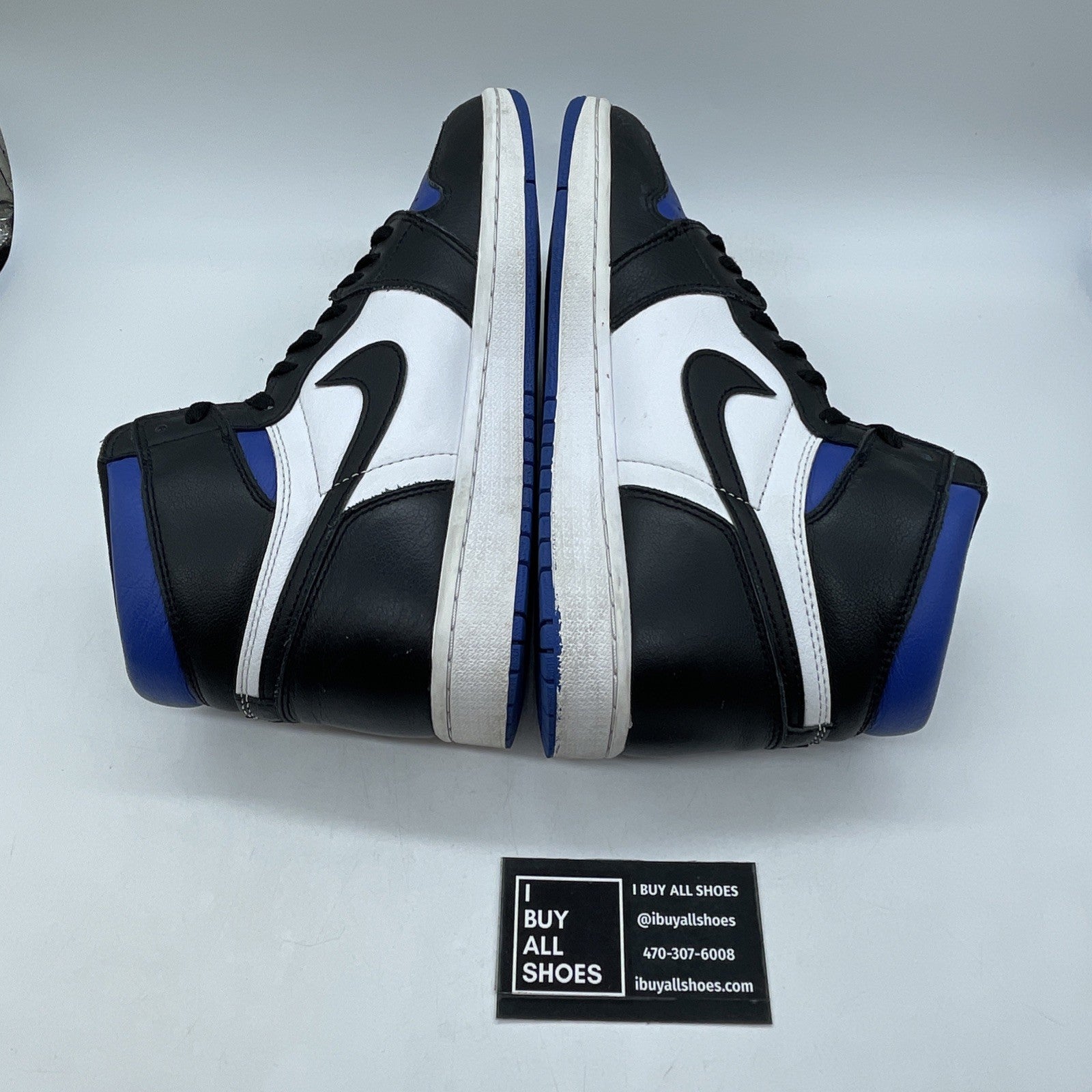 Size 10 - Jordan 1 Retro OG High Royal Toe Black Blue Leather (555088-041)
