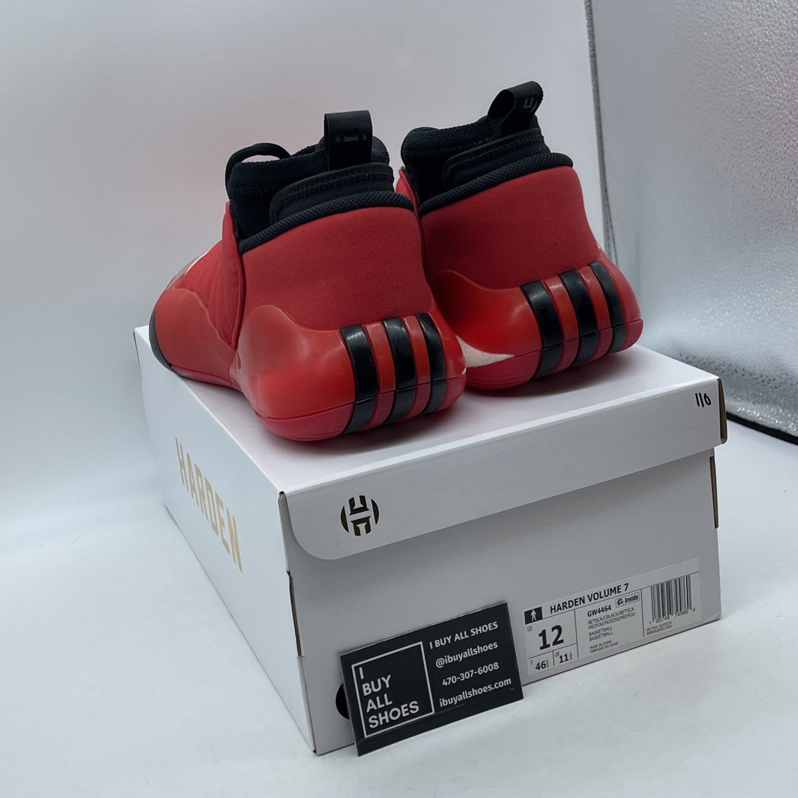 Size 12 - adidas Harden Vol. 7 Scarlet Red Black Suede Leather (GW4464)