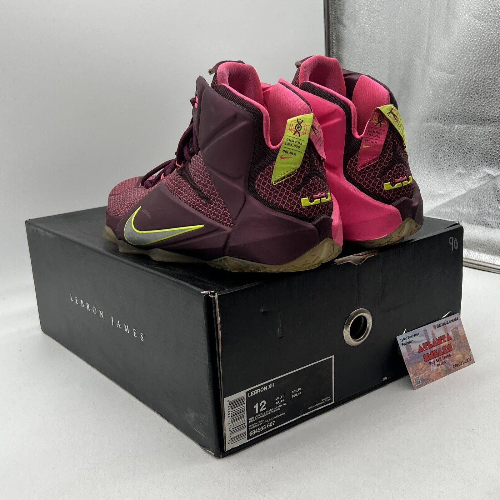 Size 12 - Nike LeBron 12 Double Helix Maroon (684593-607)