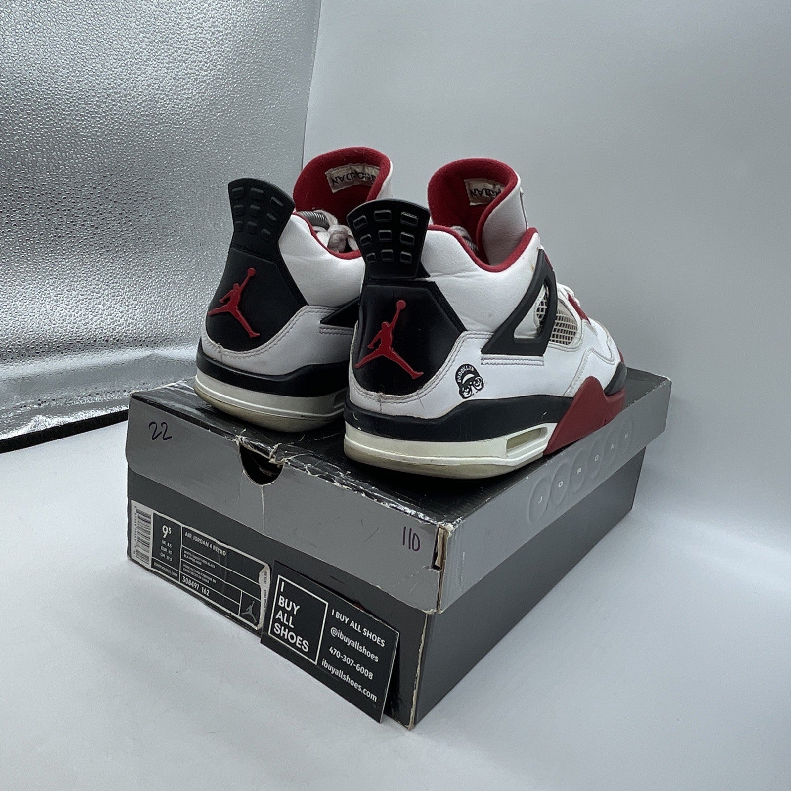 Size 9.5 - Air Jordan 4 Retro Mars Blackmon White Red Leather (308497-162)