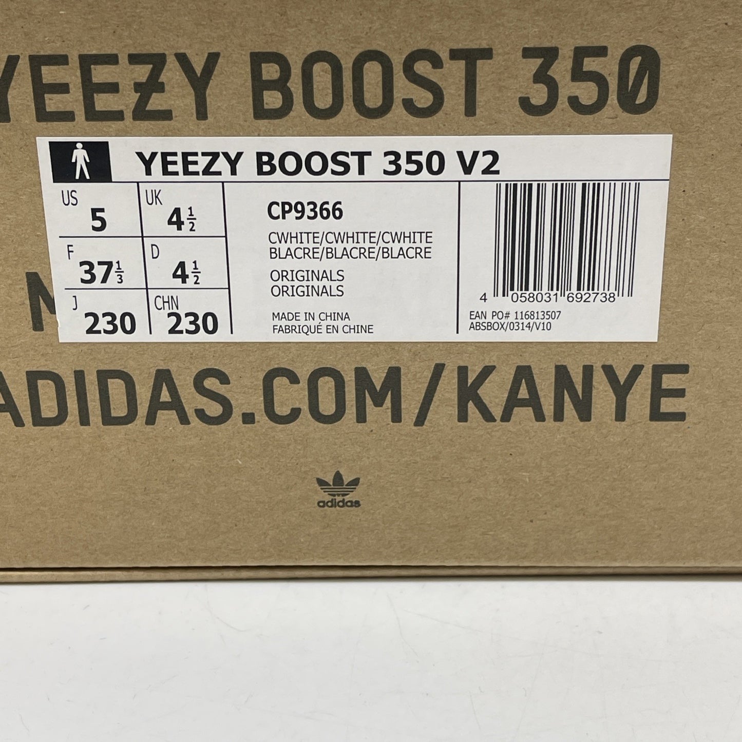 Size 5 - adidas Yeezy Boost 350 V2 Low Cream White / Triple White (CP9366)