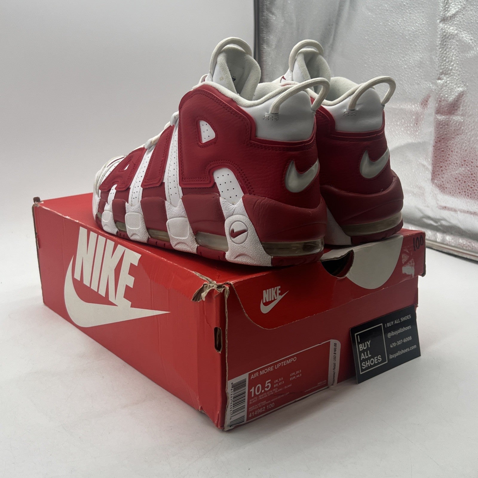 Size 10.5 - Nike Air More Uptempo White Red (414962-100)