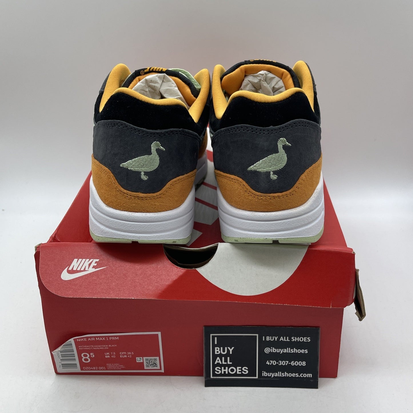 Size 8.5 - Nike Air Max 1 Premium Ugly Duckling Honeydew Suede (DZ0482-001)