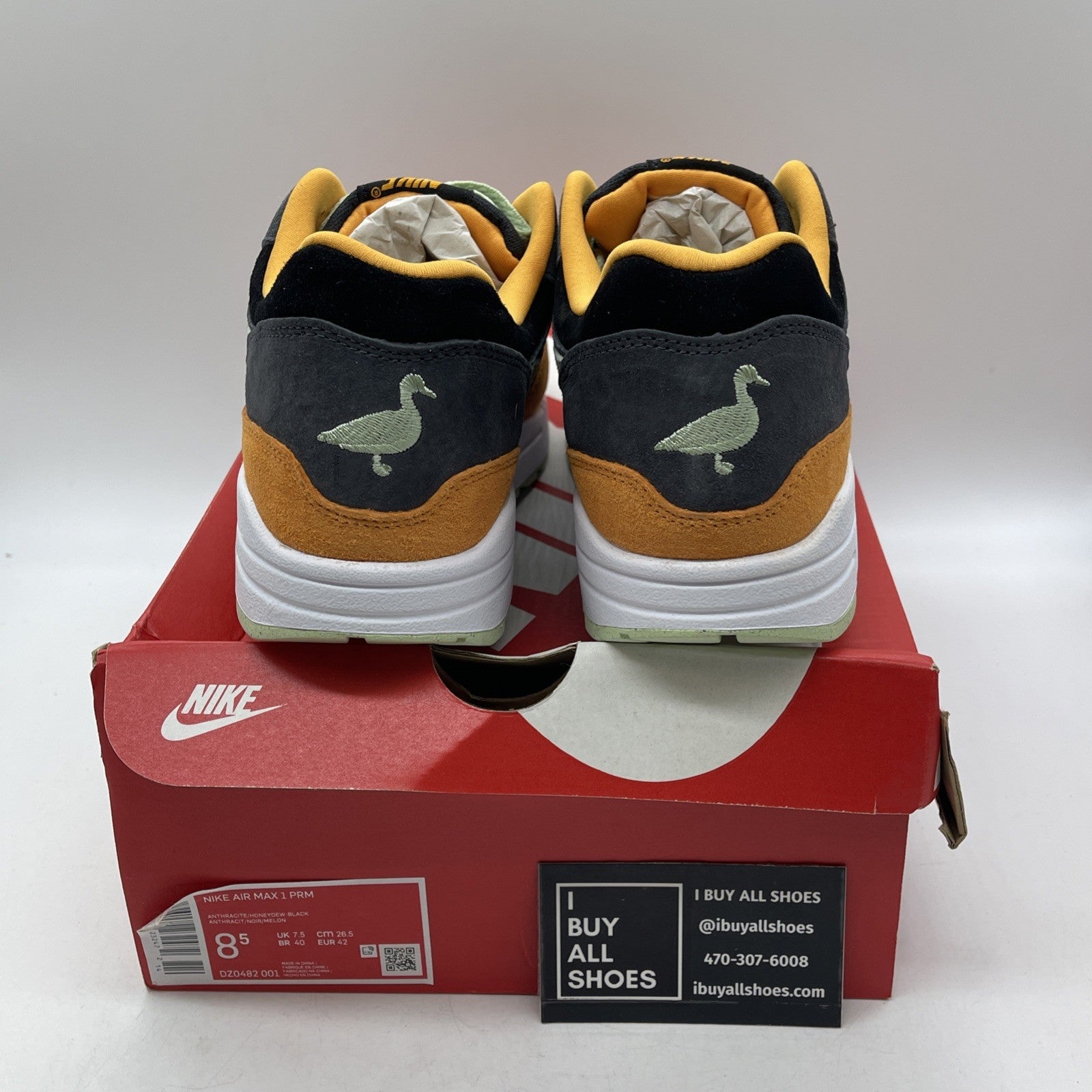 Size 8.5 - Nike Air Max 1 Premium Ugly Duckling Honeydew Suede (DZ0482-001)