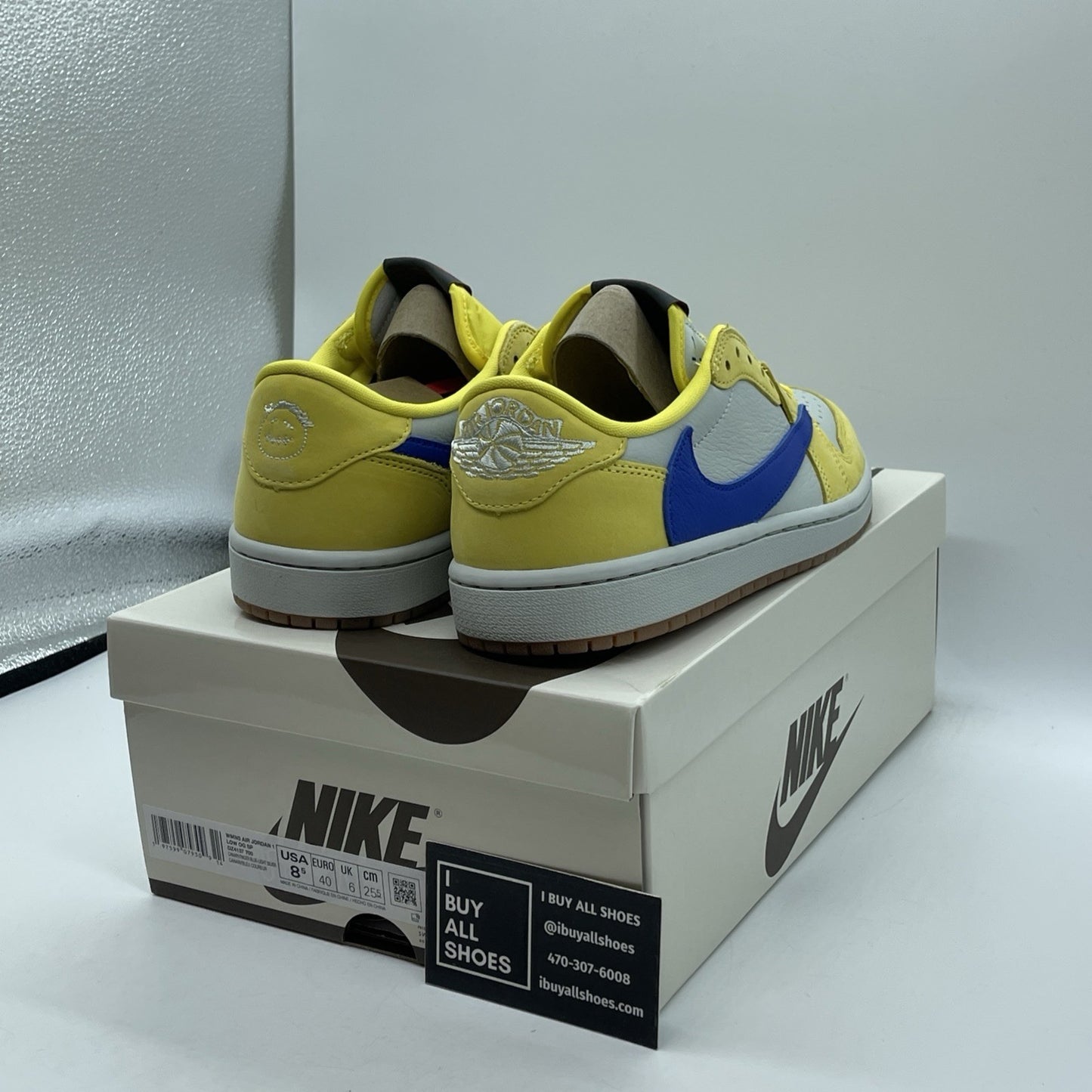 Size 8.5W - Travis Scott x Air Jordan 1 Retro OG SP Low Canary (DZ4137-700)