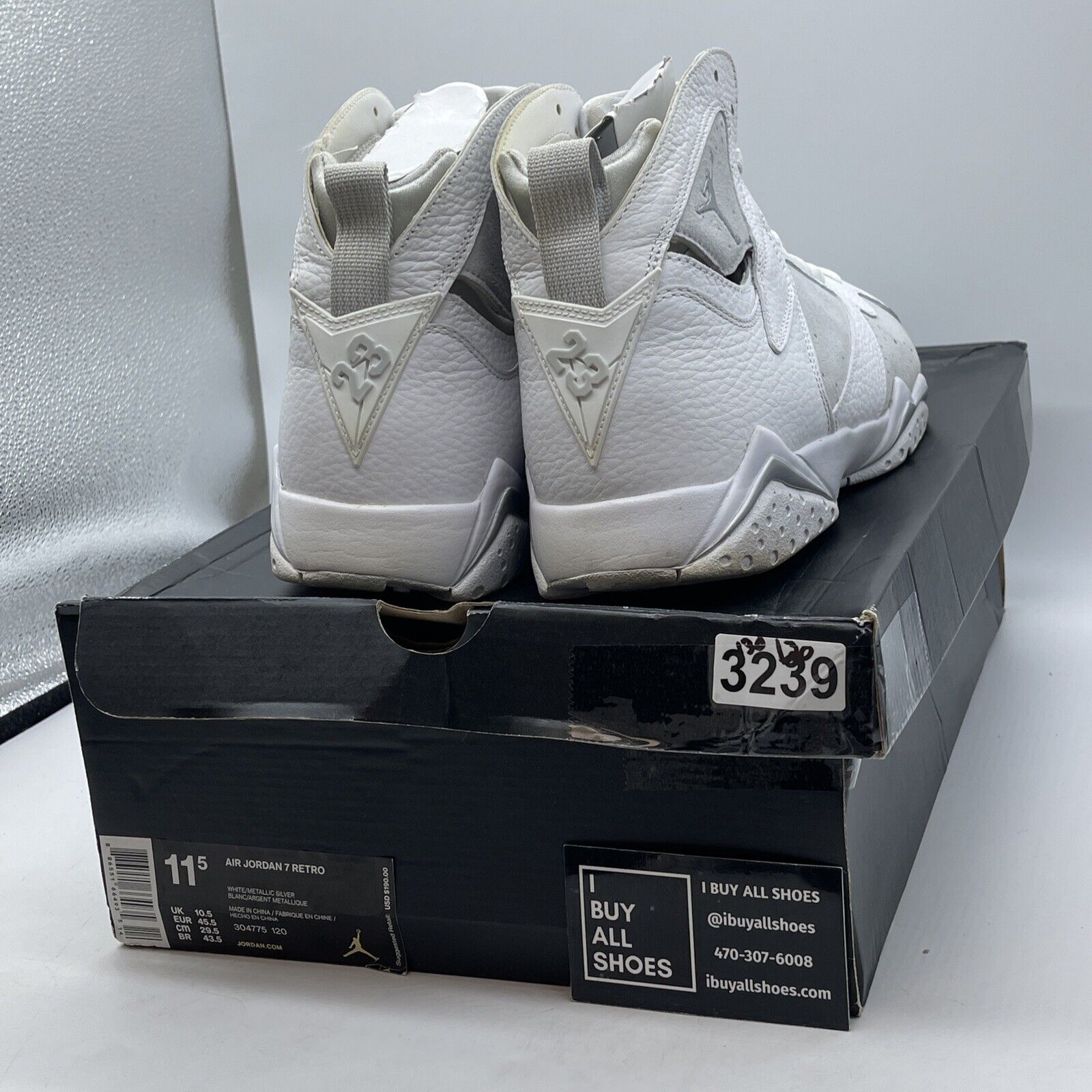 Size 11.5 - Air Jordan 7 Retro Pure Money Grey White Suede Leather (304775-120)