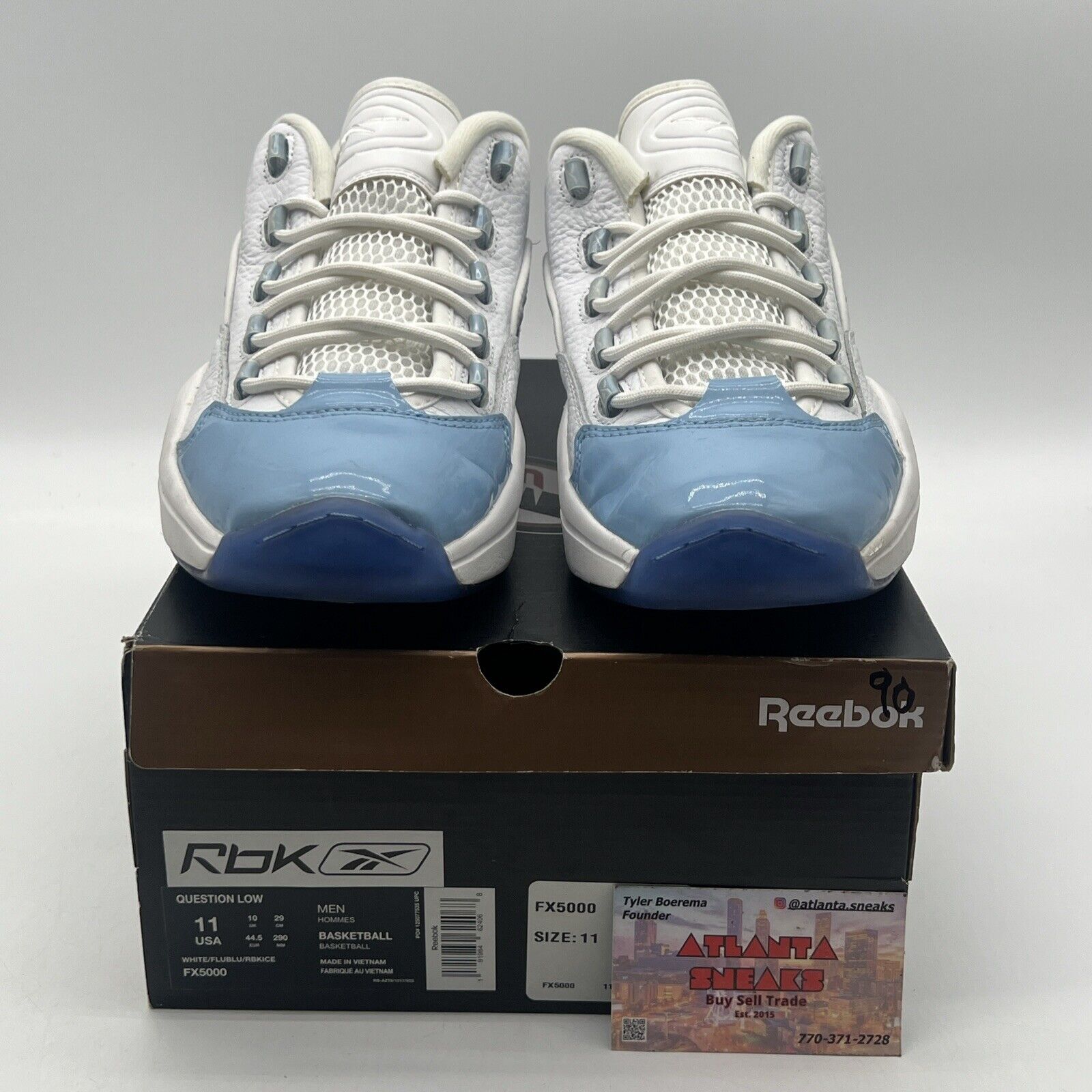 Size 11 - Reebok Question Patent Low Fluid Blue White Leather (FX5000)