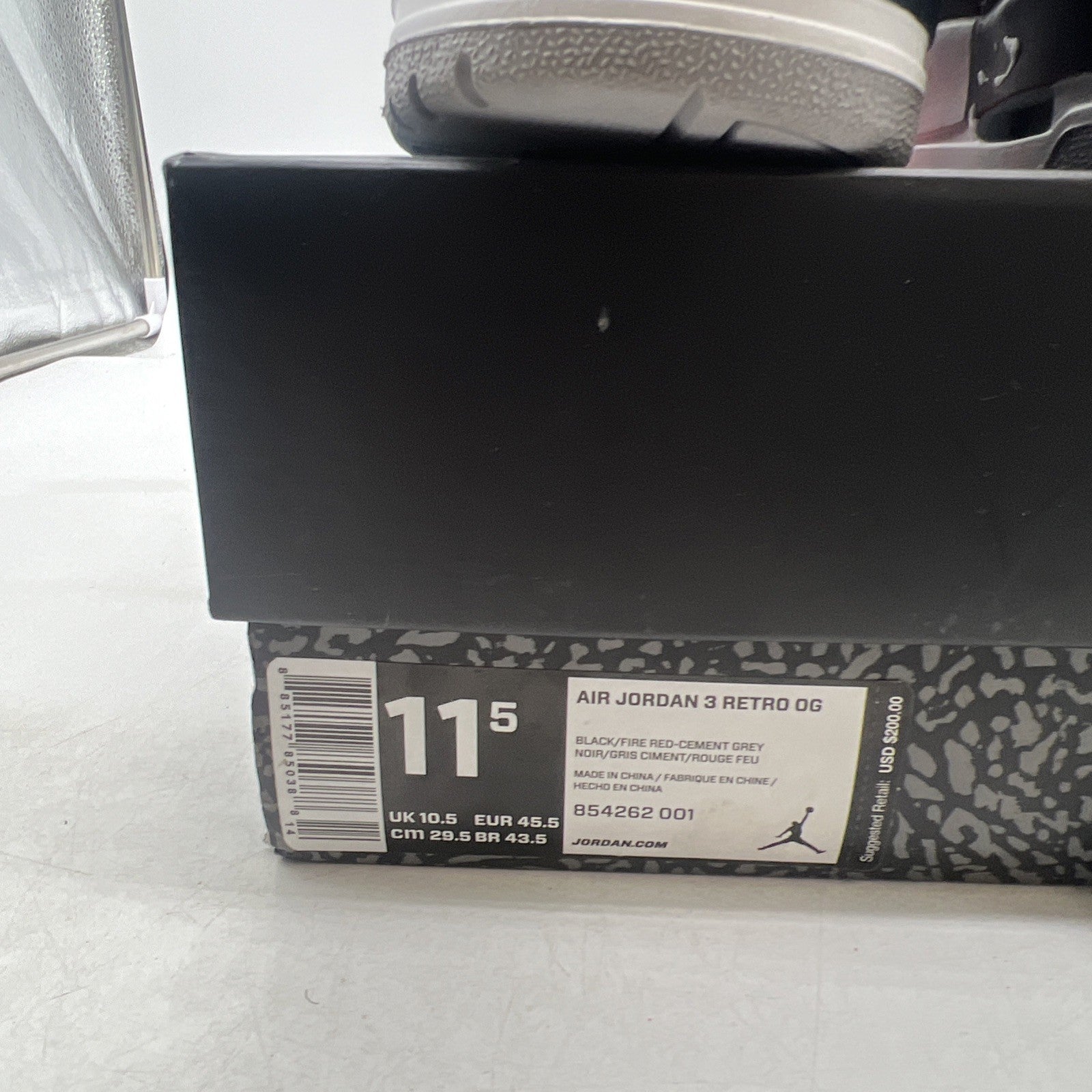 Size 11.5 - Air Jordan 3 Retro OG Mid Black Cement (854262-001)