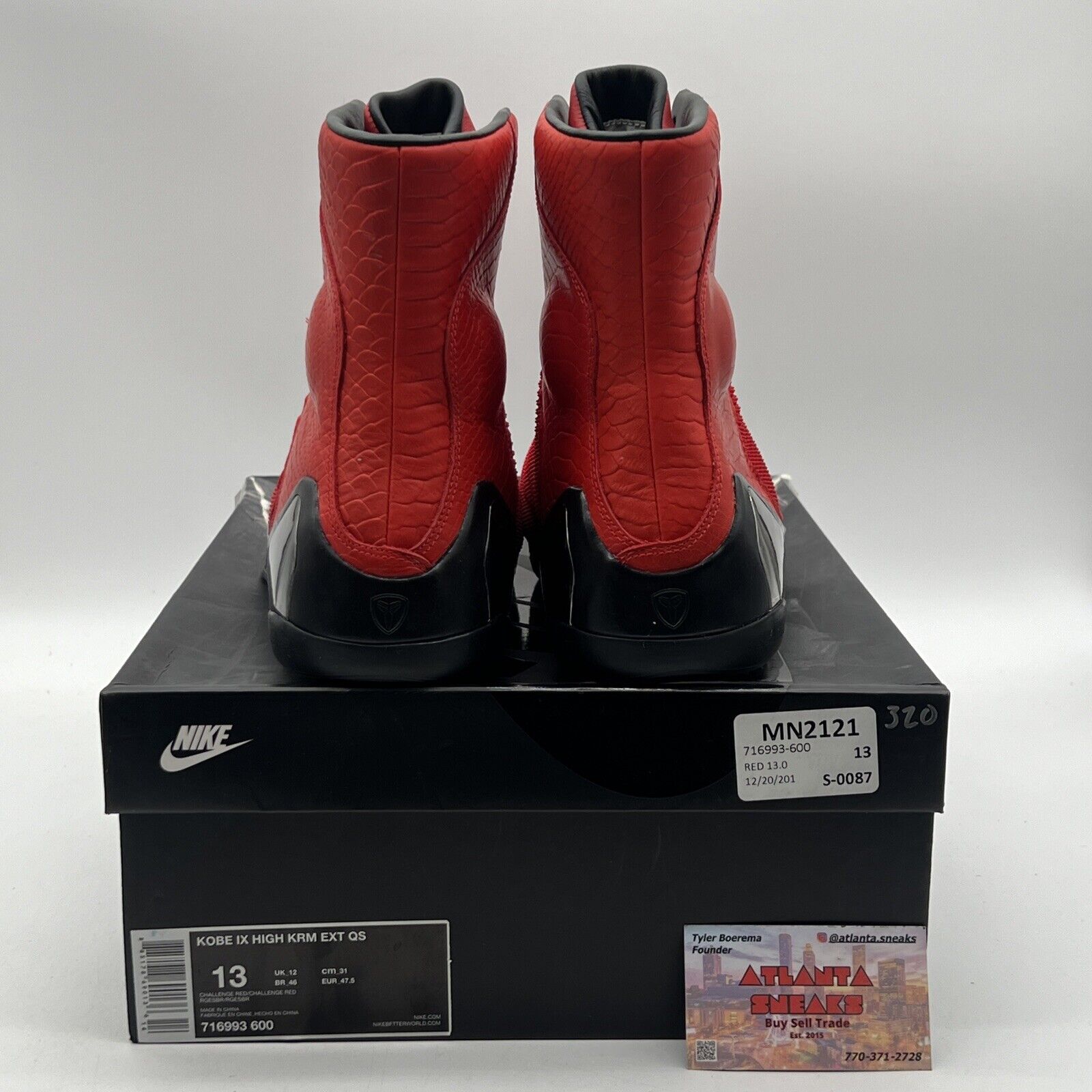 Size 13 - Nike Kobe 9 KRM EXT High Red Mamba Black (716993-600)