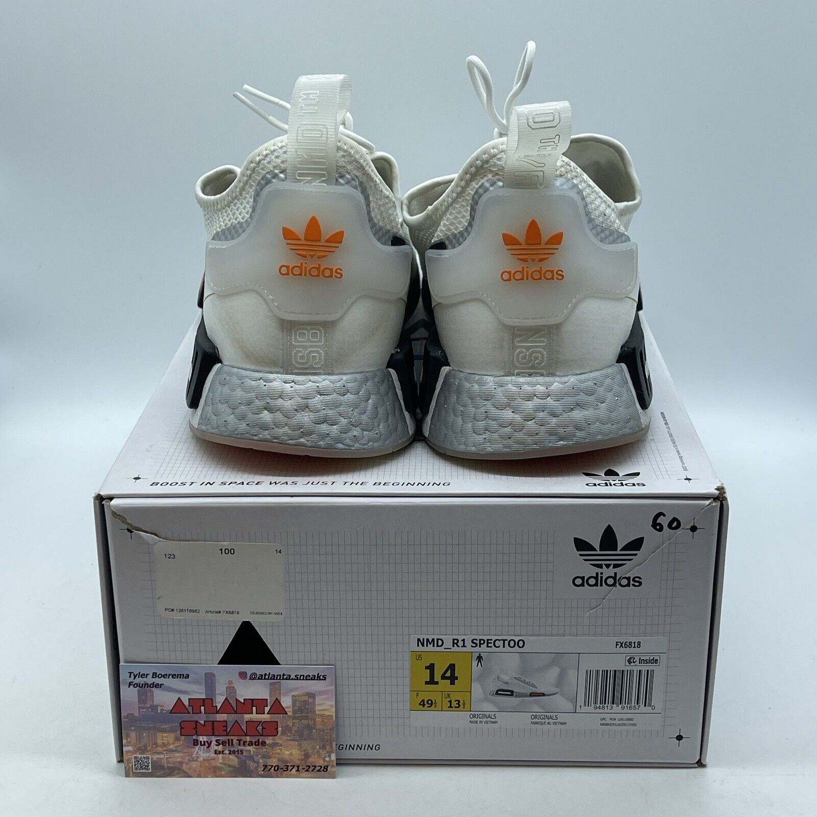 Size 14 - adidas NASA x NMD_R1 Spectoo Footwear White Orange Black (FX6818)