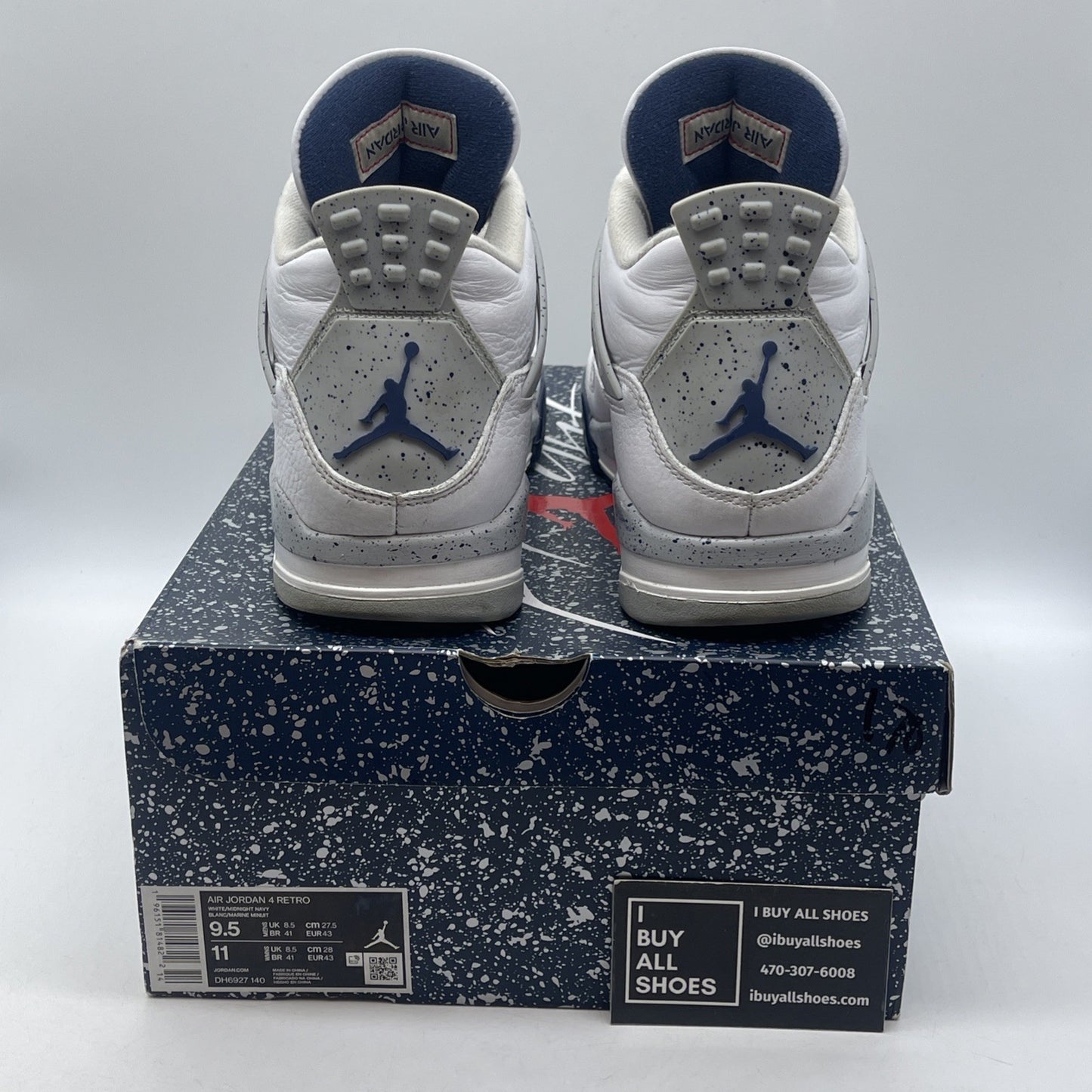 Size 9.5 - Jordan 4 Retro Mid Midnight Navy White Grey Leather (DH6927-140)