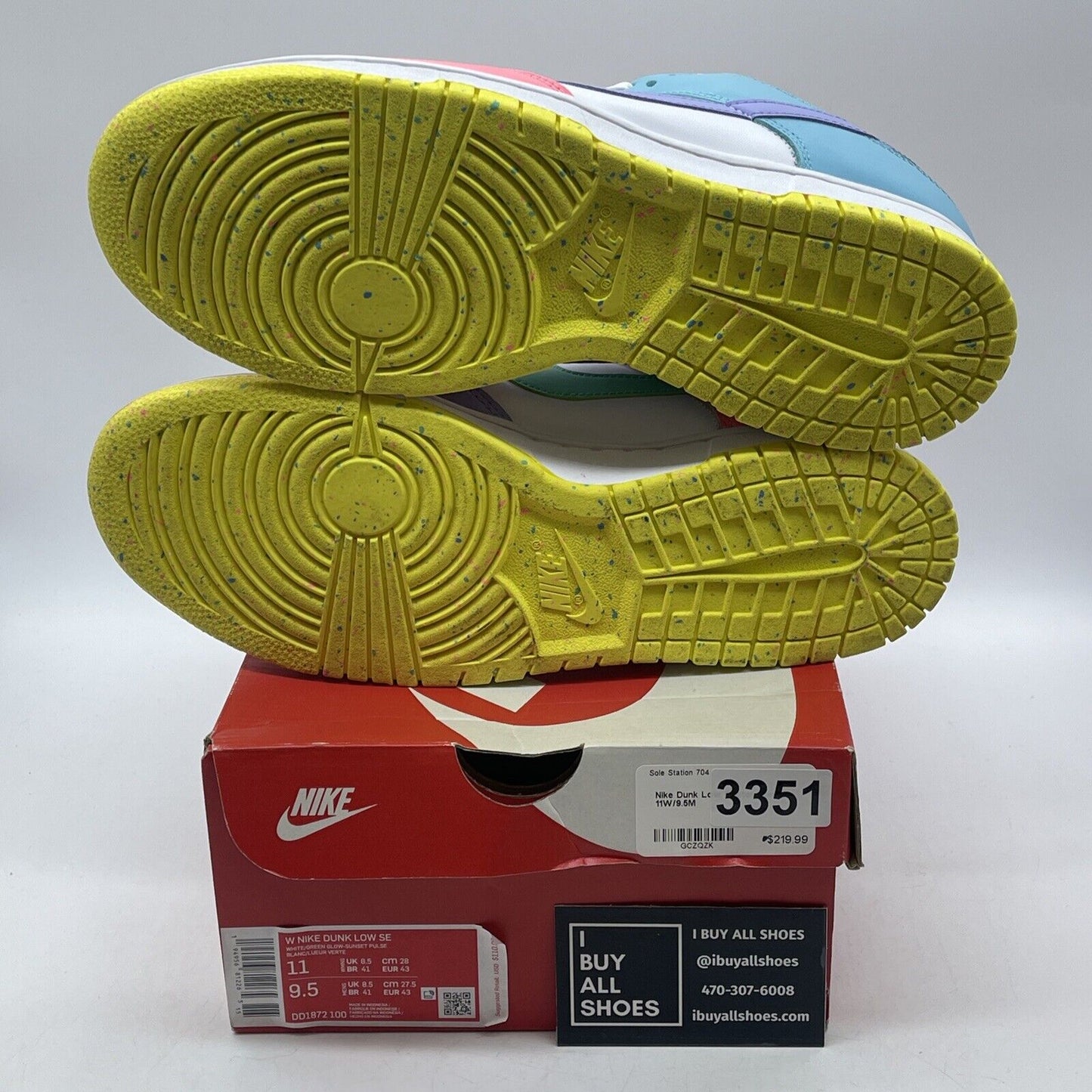 Size 11W - Nike Dunk SE Low Candy White Brown Yellow Blue Leather (DD1872-100)