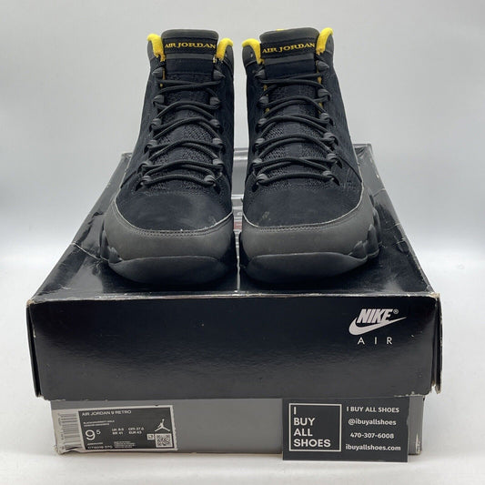 Size 9.5 - Jordan 9 Retro Black Grey Yellow Suede Leather (CT8019-070)