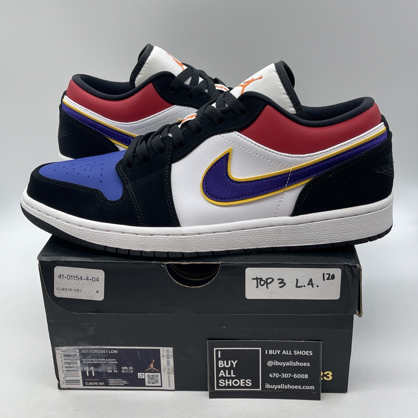 Size 11 - Air Jordan 1 Low Rivals Black White Suede Leather (CJ9216-051)