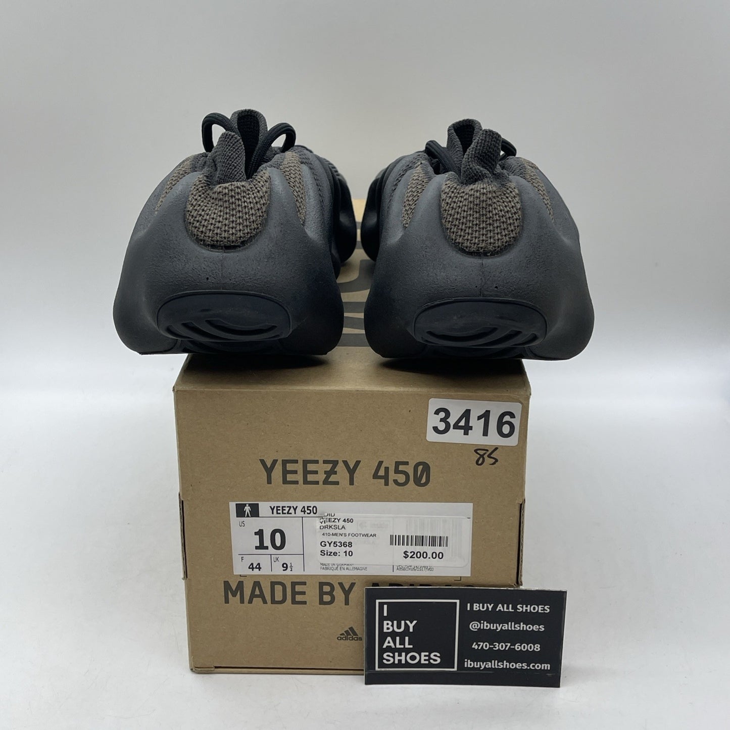 Size 10 - adidas Yeezy 450 Dark Slate Black Grey Suede (GY5368)