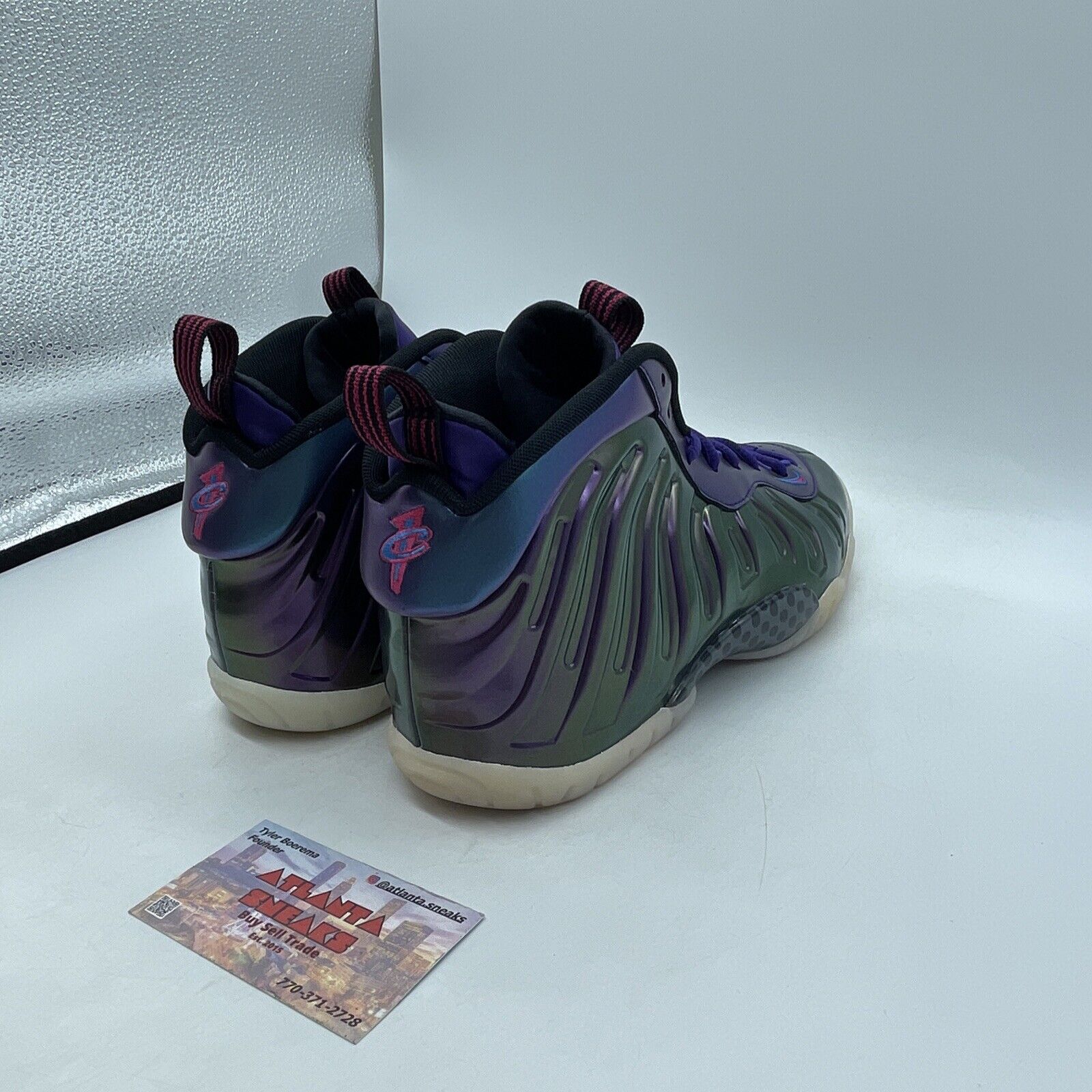 Size 6.5Y - Nike Little Posite One Mid Iridescent Purple Grey (644791-602)