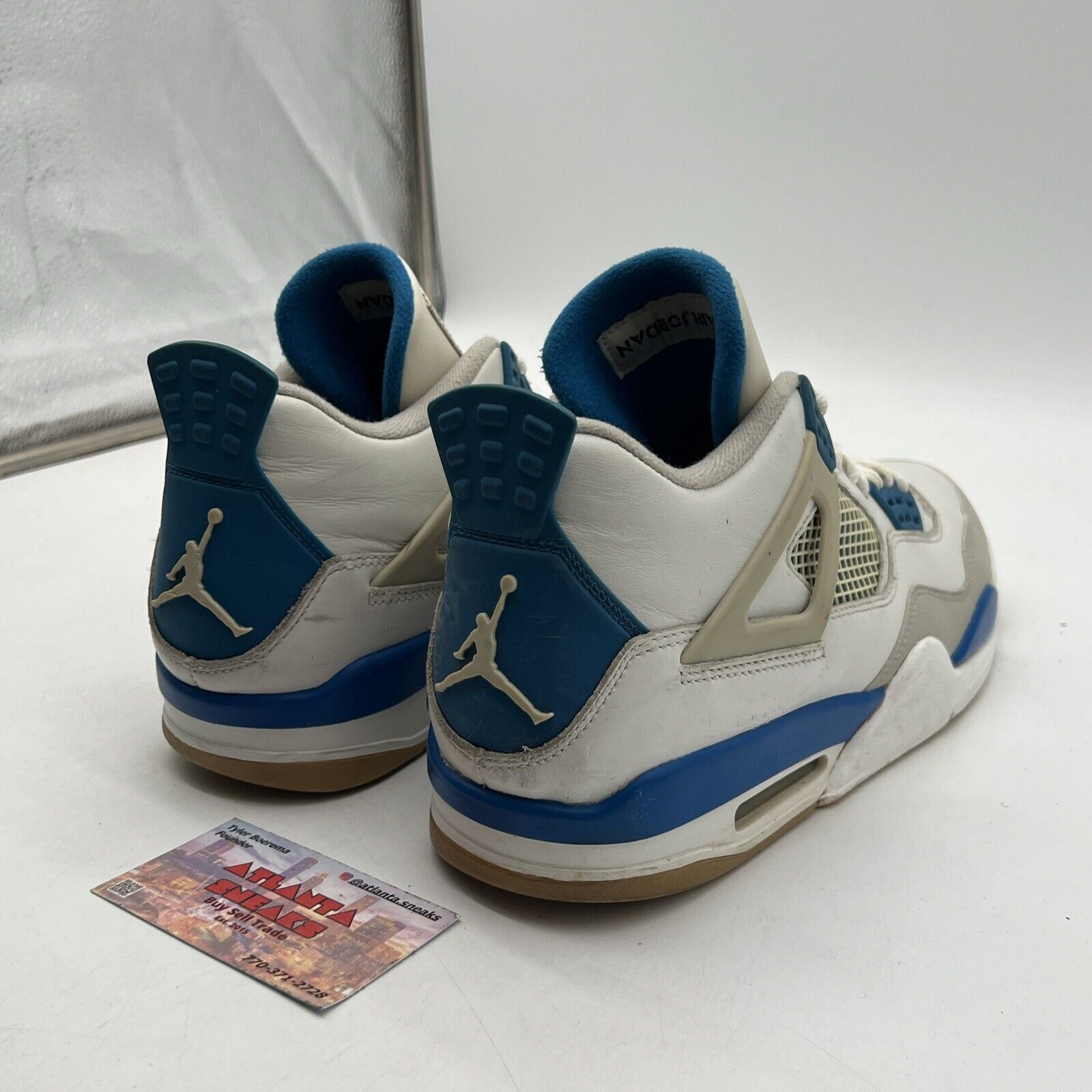 Size 10.5 - Jordan 4 Retro Military Blue 2012 White Blue Grey (308497-105)