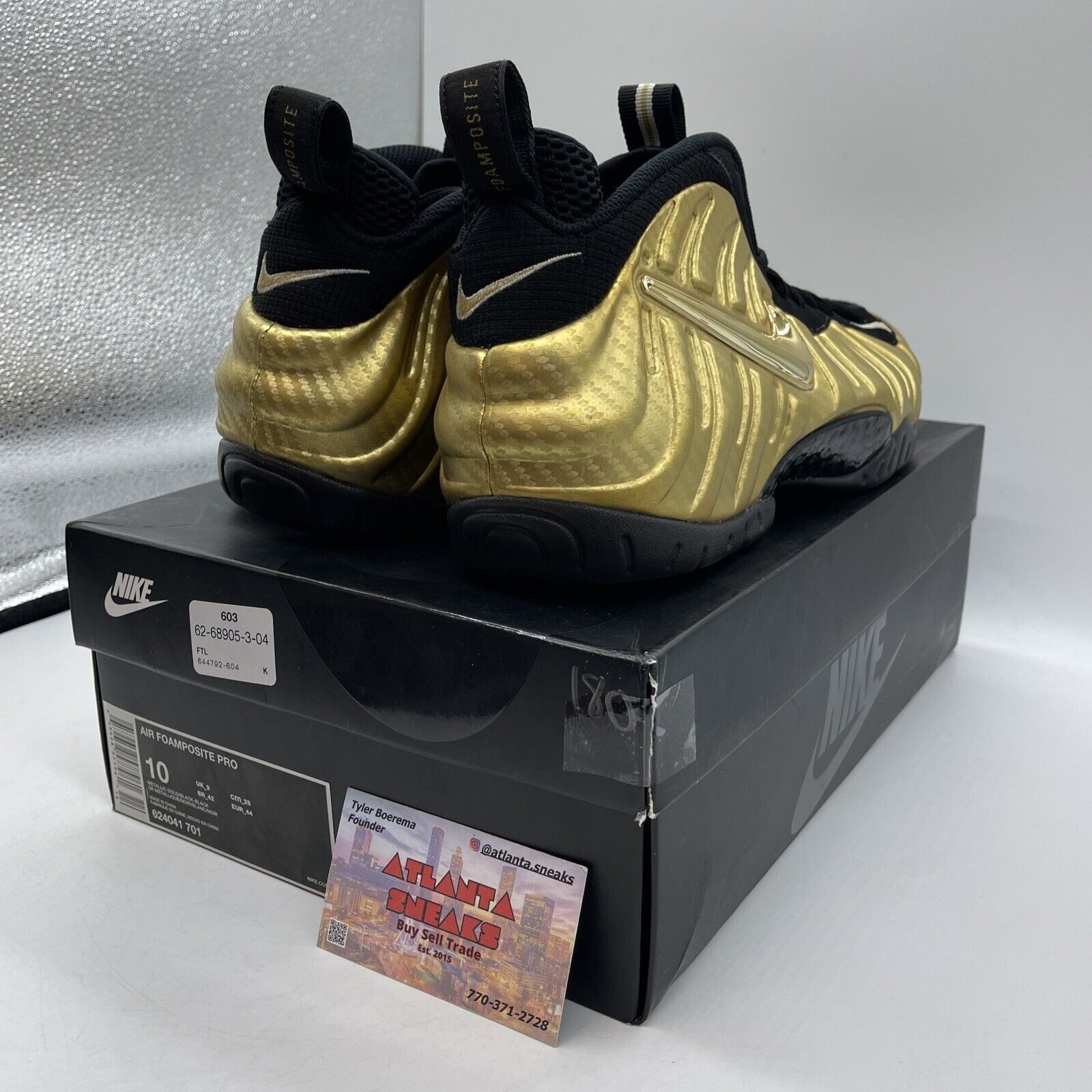 Size 10 - Nike Air Foamposite Pro Metallic Gold Black (624041-701)