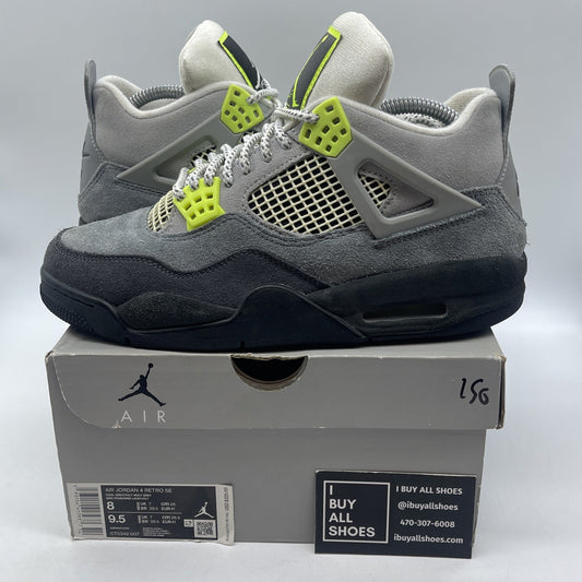 Size 8 - Jordan 4 Retro SE Mid Neon 95 Grey Black Suede (CT5342-007)