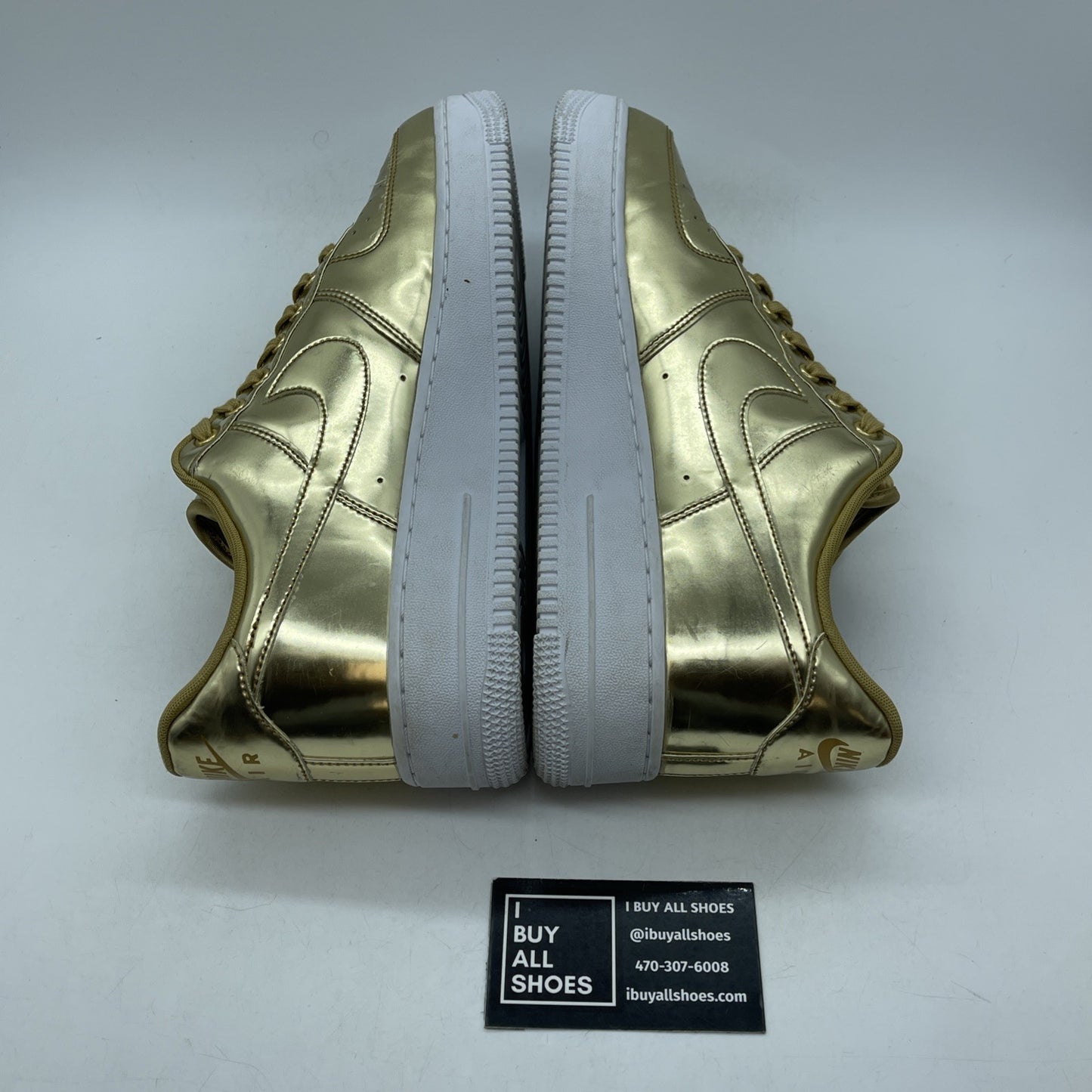 Size 12W- Nike Air Force 1 SP Liquid Metal Gold Leather (CQ6566-700)