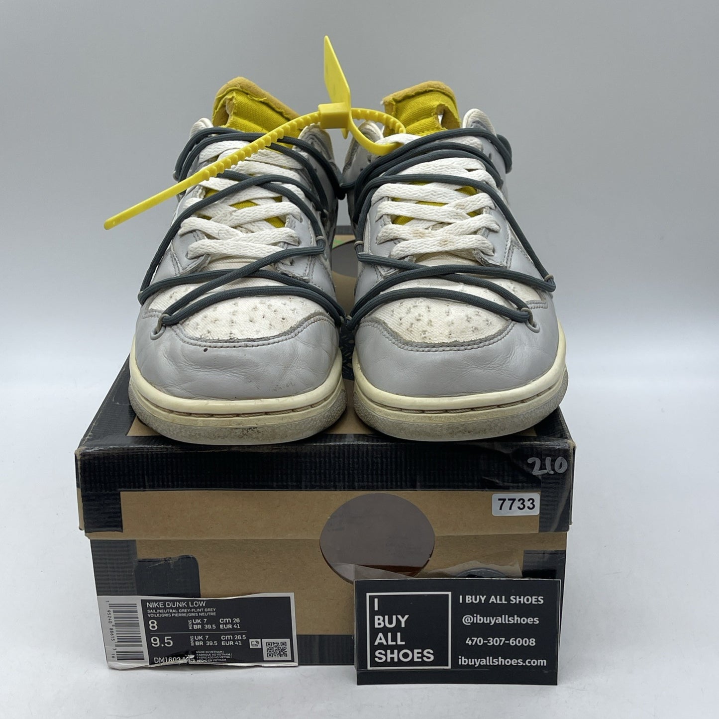 Size 8 - Nike Off-White x Dunk Low Lot 41 of 50 Grey Leather (DM1602-105)