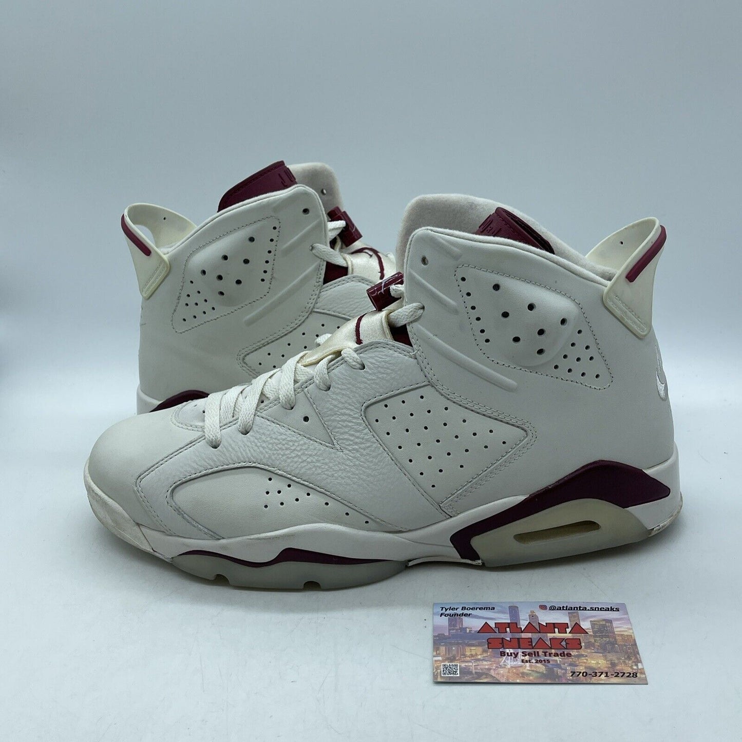 Size 12 - Air Jordan 6 Retro 2015 Maroon Burgundy White Leather (384664-116)