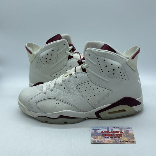 Size 12 - Air Jordan 6 Retro 2015 Maroon Burgundy White Leather (384664-116)