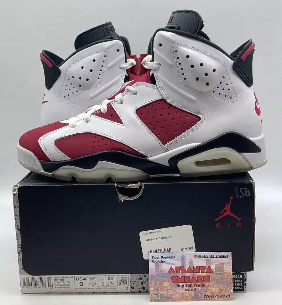 Size 9 - Jordan 6 Retro OG Mid Carmine White Red Black (CT8529-106)