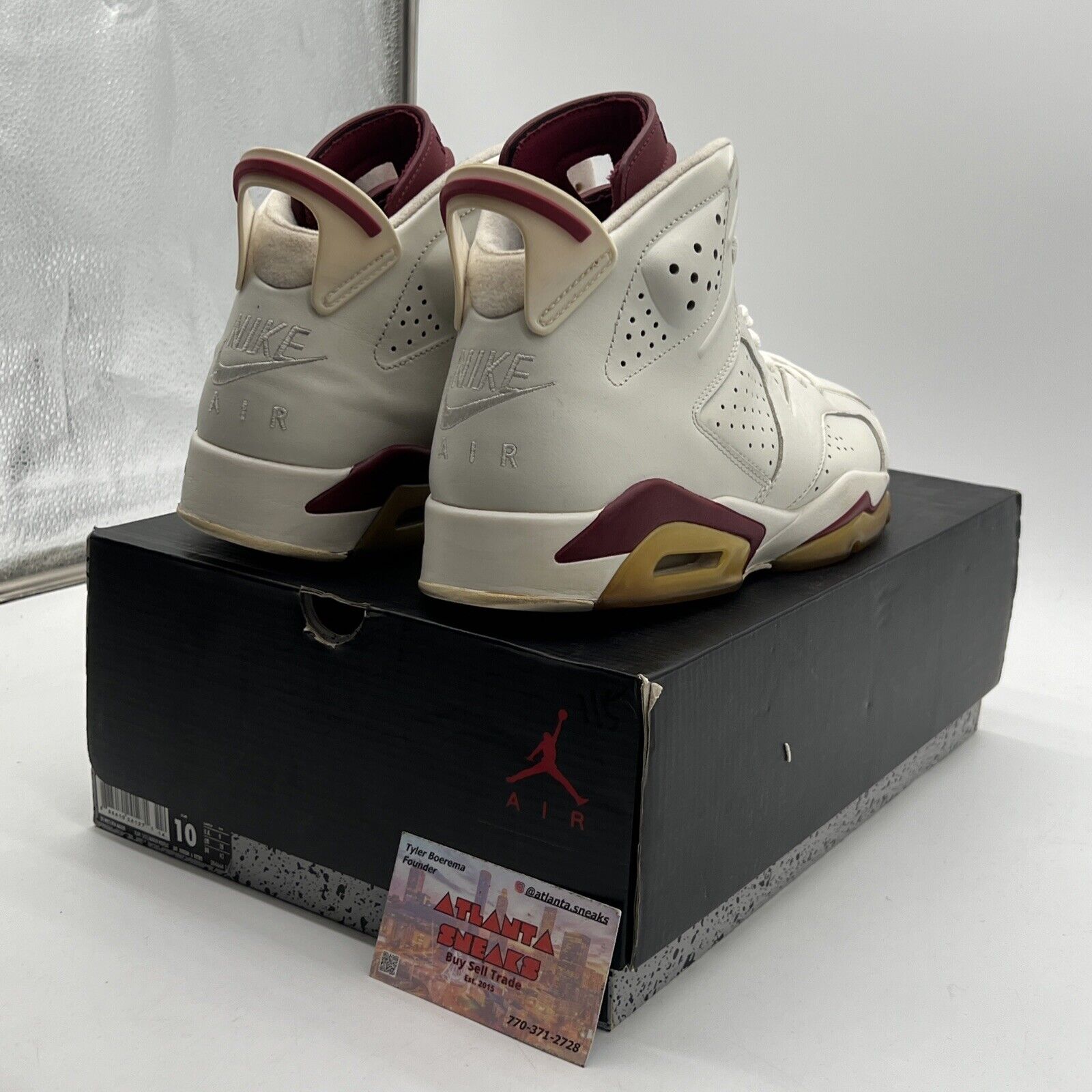 Size 10 - Air Jordan 6 Retro 2015 Maroon White Leather (384664-116)