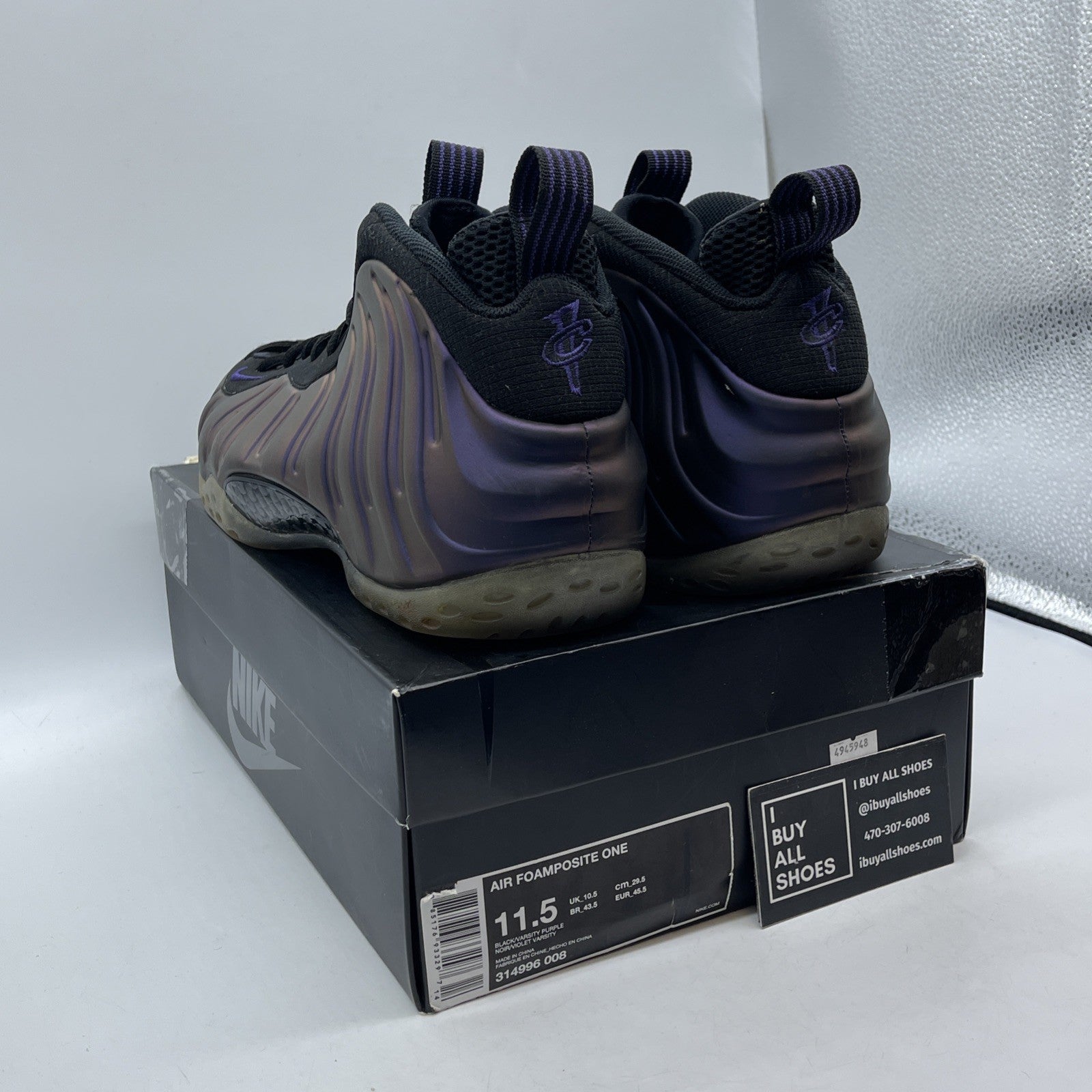 Size 11.5 - Nike Air Foamposite One 2017 Eggplant Purple Black (314996-008)
