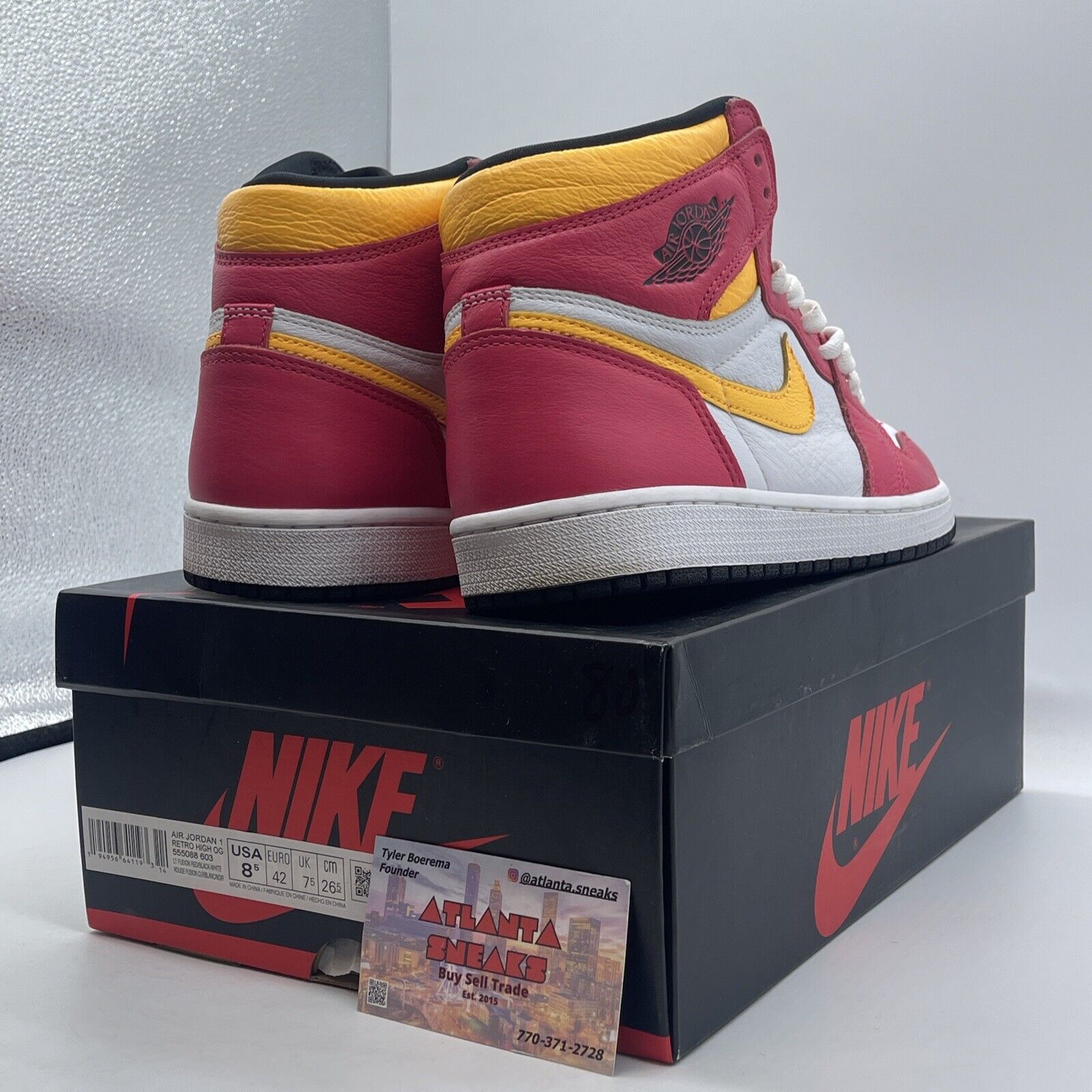 Size 8.5 - Jordan 1 Retro High OG Light Fusion Red 2021 Pink Yellow (555088-603)