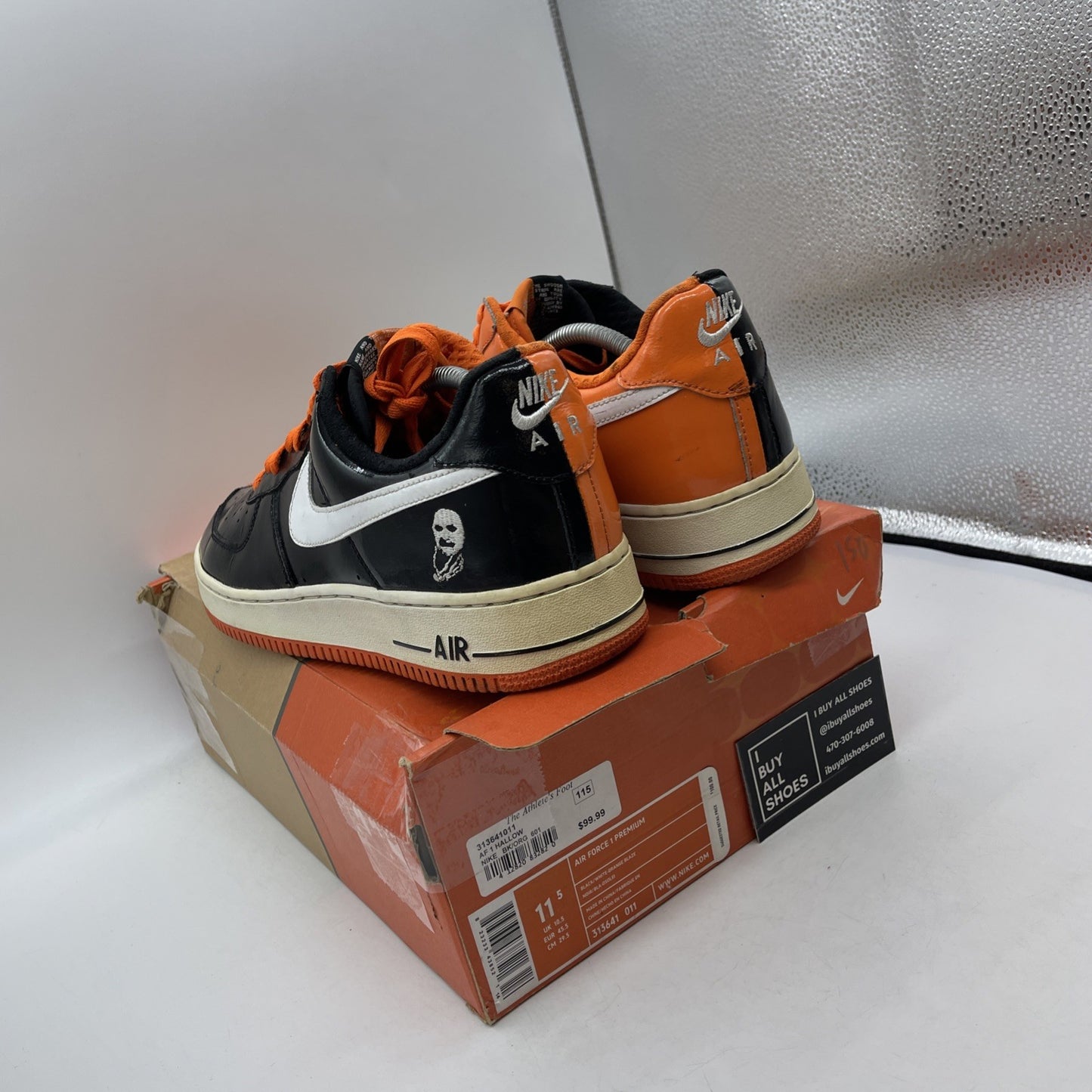 Size 11.5 - Nike Air Force 1 Premium Halloween Orange Black (313641-011)