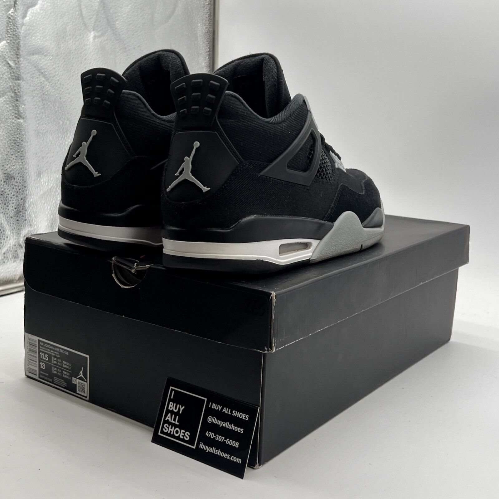 Size 11.5 - Air Jordan 4 Retro SE Mid Black Canvas (DH7138-006)