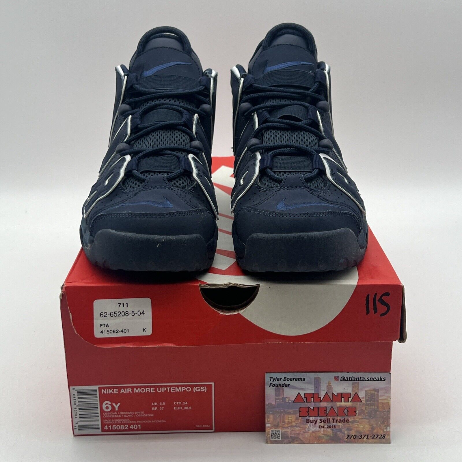 Size 6.5 (GS) - Nike Air More Uptempo Low Navy White Suede (415082-401)