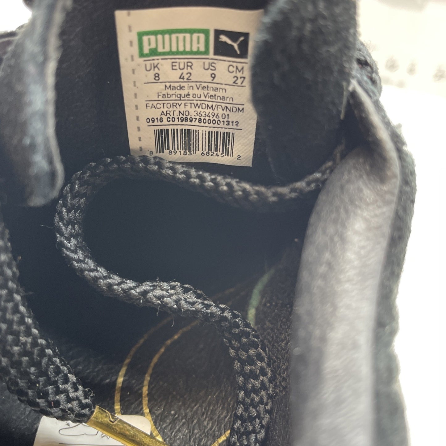 Size 9 - PUMA Nice Kicks x Suede Basket Black Gold Leather (363496-01)